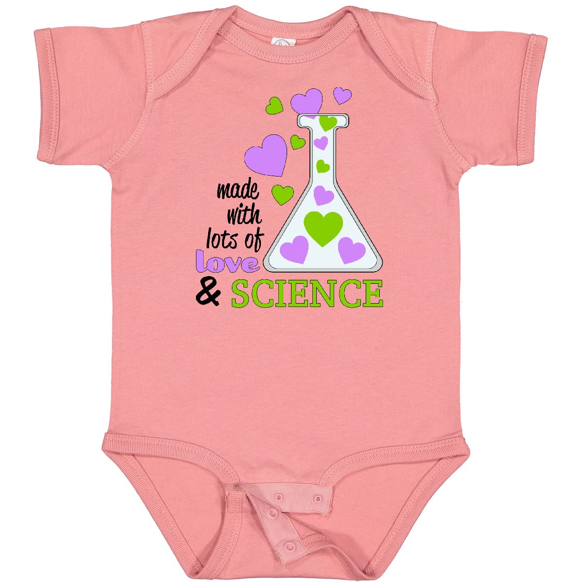 Inktastic Made with Lots Of Love and Science Heart Bubbles Baby Bodysuit - Cute & Comfortable Infant Onesie for Newborns, Baby Showers & Photo Shoots