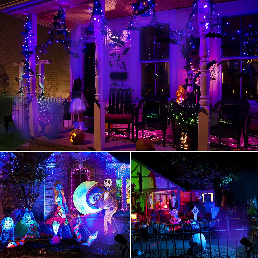 **Waterproof UV LED Blacklight Landscape Lights for Halloween - Outdoor Plug-in Black Light Spotlight with Spike Stand for Pathway, Garden, Yard, Lawn - Perfect for Halloween Decorations & Party Lighting**