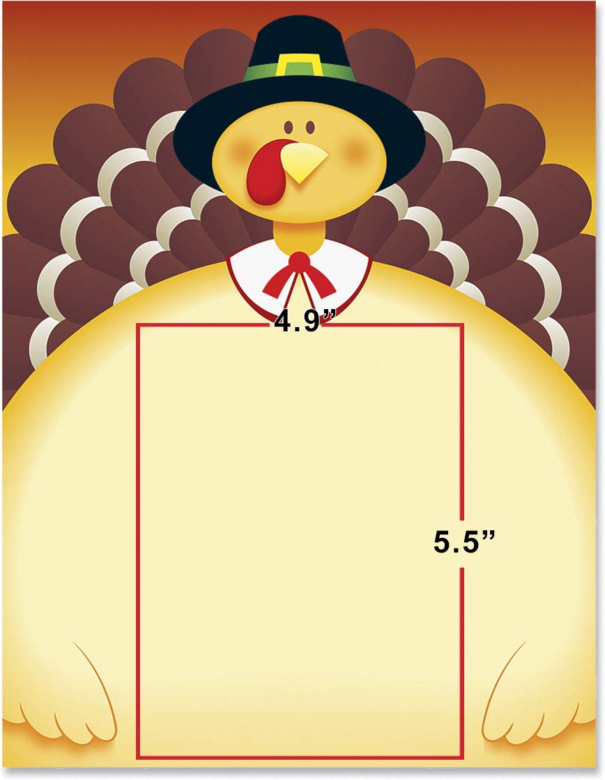 Premium Thanksgiving Turkey Theme Stationery Set - 25 Sheets Fall/Autumn Border Paper & Letterhead (8.5