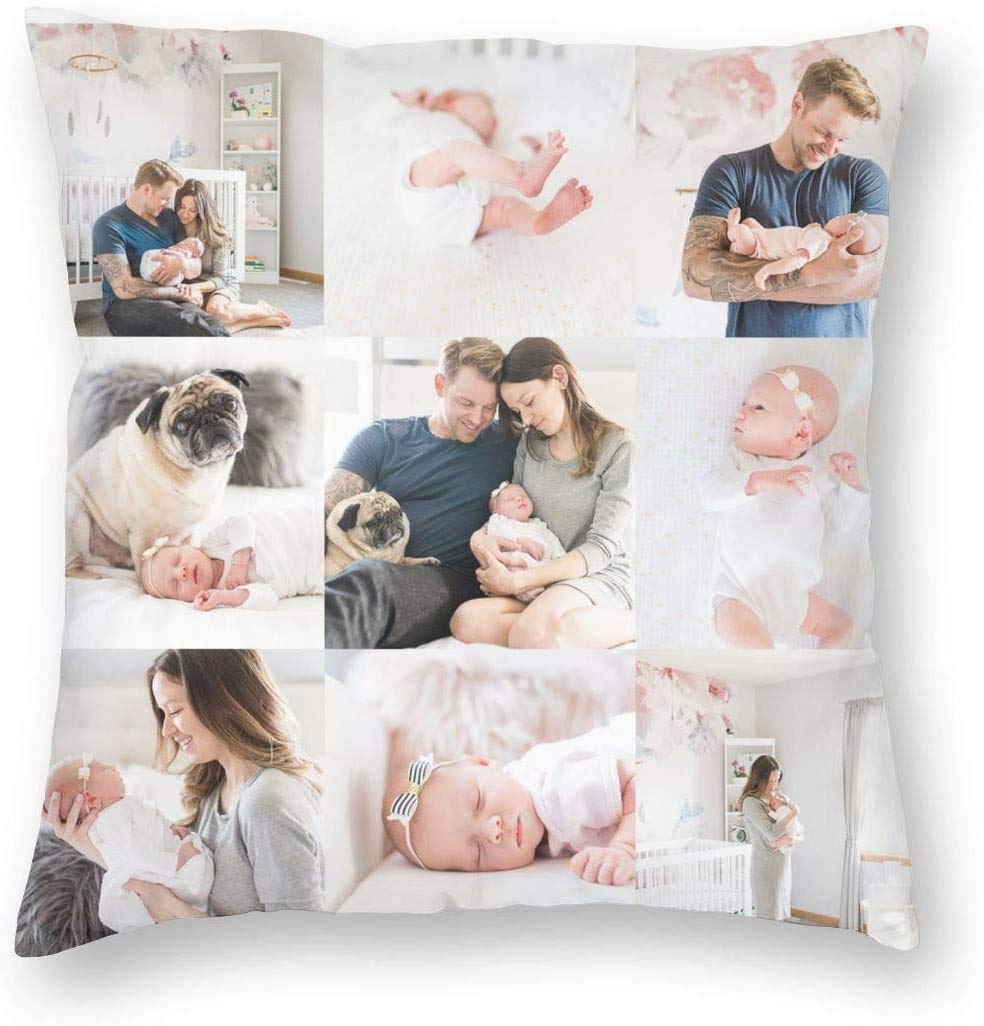 Custom Personalized Photo Pillow Cover 18x18 Inch - Add Your Own Picture & Text - Decorative Cushion Case for Sofa, Couch, Bed - Perfect for Home Decor, Gifts & Special Occasions
