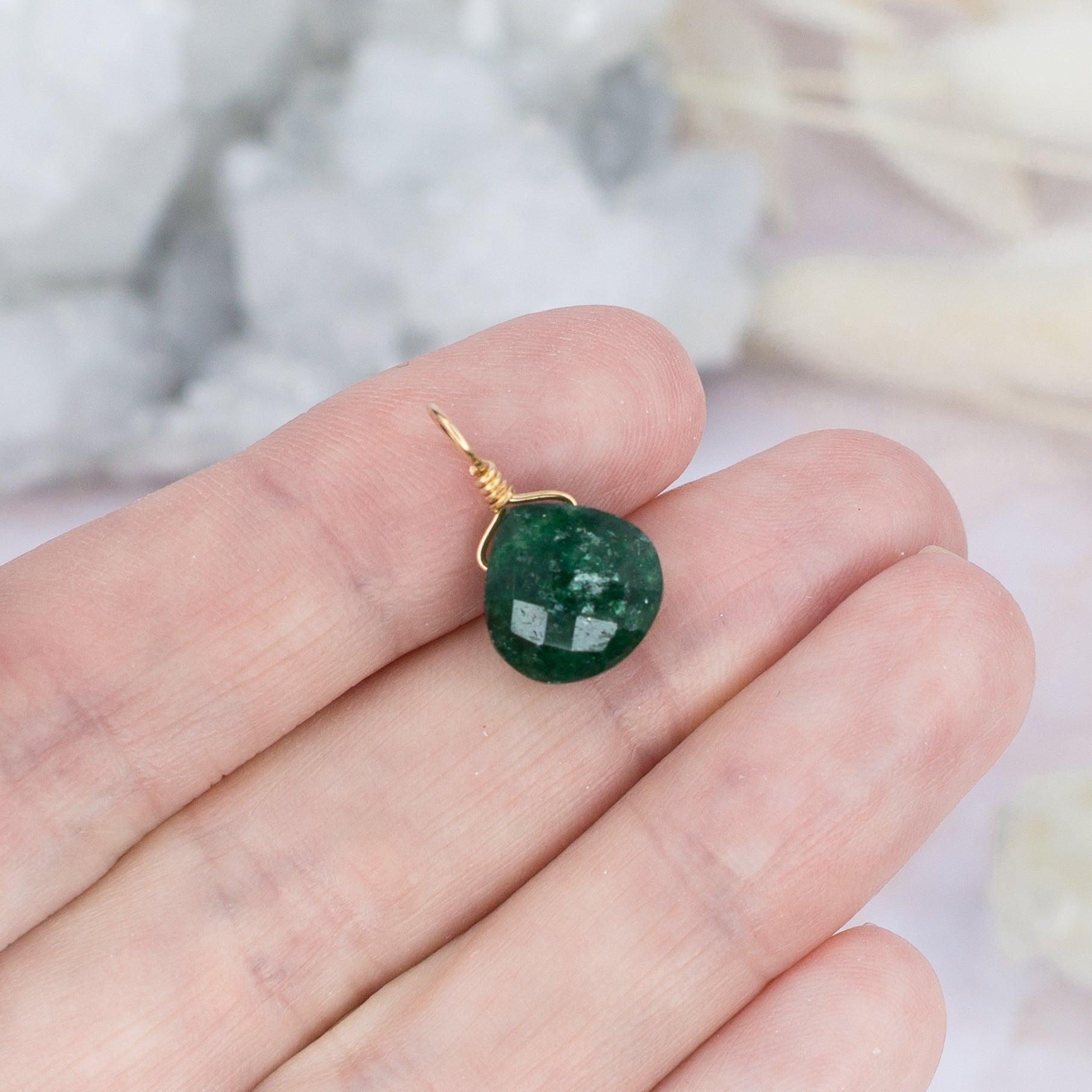Tiny Aventurine Teardrop Gemstone Pendant Necklace - Natural Green Stone Jewelry for Women - Perfect for Meditation, Yoga & Spiritual Healing