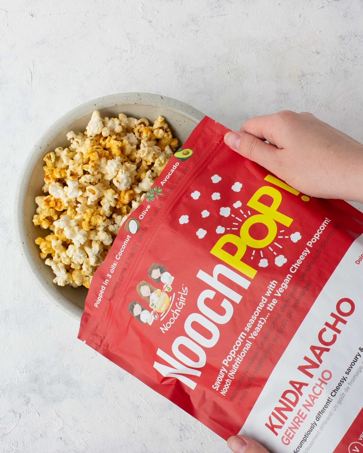 NoochPOP! Vegan Gluten-Free Popcorn with Nutritional Yeast - Dairy-Free, Non-GMO, Low Sodium Healthy Snacks for Adults & Kids (120g) - Perfect for Movie Nights, Road Trips & School Lunches