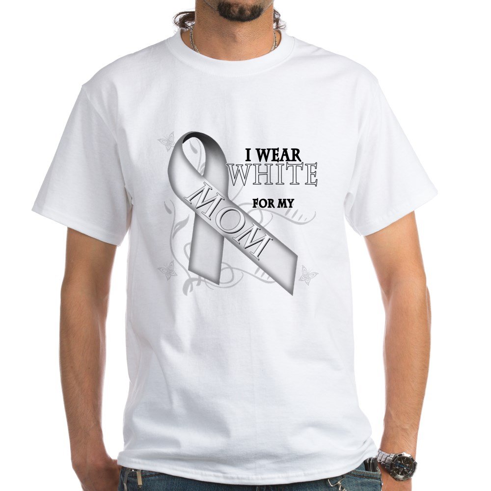 I Wear White for My Mom - Soft Cotton White T-Shirt for Women | Breast Cancer Awareness, Support & Fundraising | Comfortable Casual Wear for Everyday & Special Events