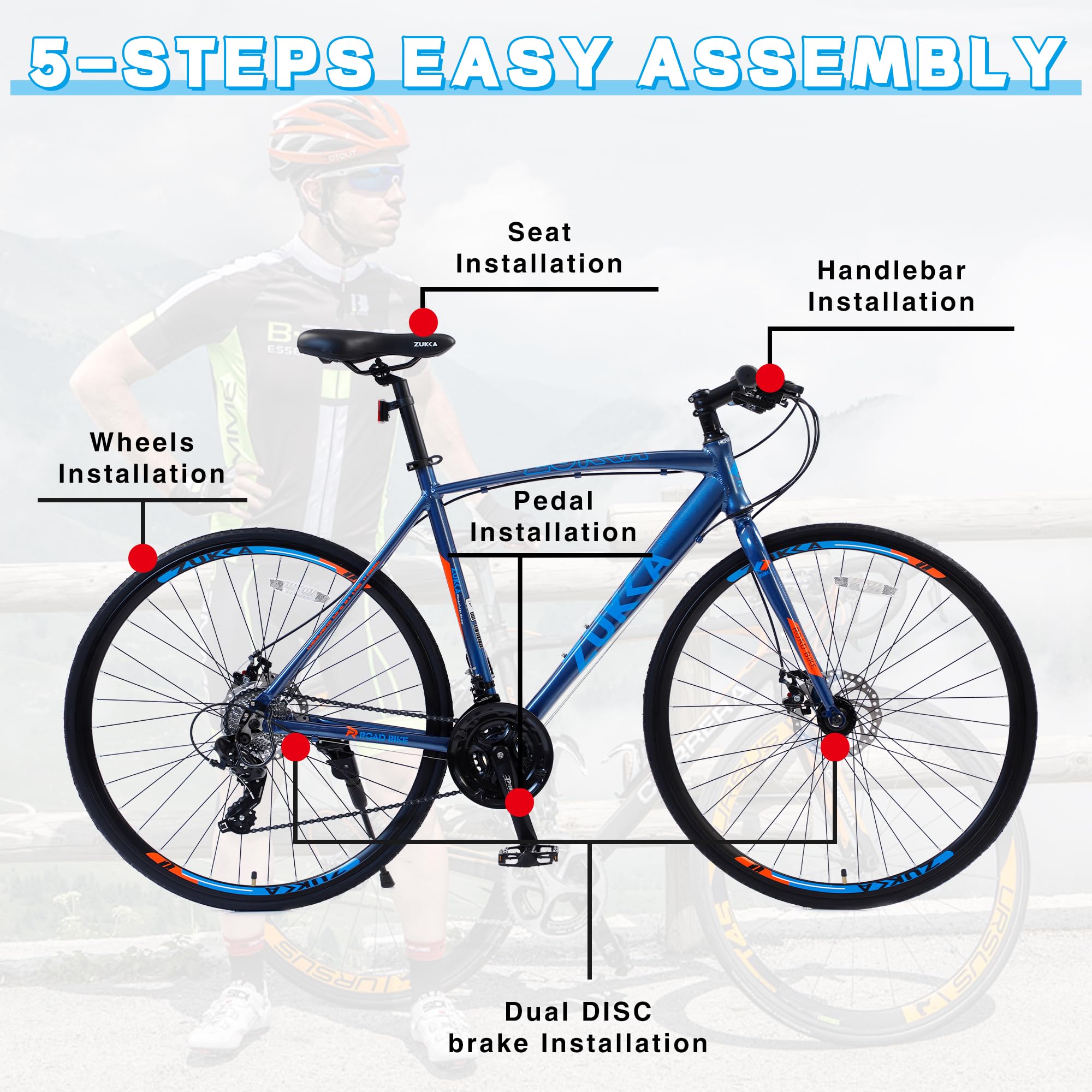 **Hybrid Women's Bike 700C - 24 Speed Lightweight Aluminum Frame Road Bicycle for Adults - Commuting, Fitness & Leisure Riding - Supports 330LBS - 4 Color Options**