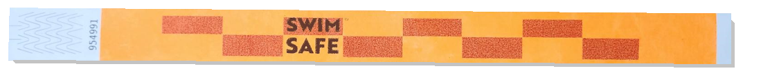 SwimSafe Disposable Waterproof Wristbands for Kids & Adults - Bright Orange/Red Safety ID Bands for Swimming Pools, Beaches, Water Parks, and Summer Camps