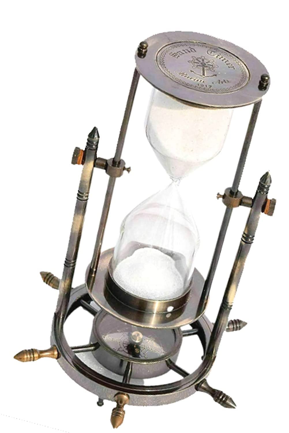 ALFAMART HT 6-Inch Hourglass Timer with Rotating Metal Frame & White Sand - 5 Minute Kitchen Timer for Cooking, Baking, Games & Classroom Activities