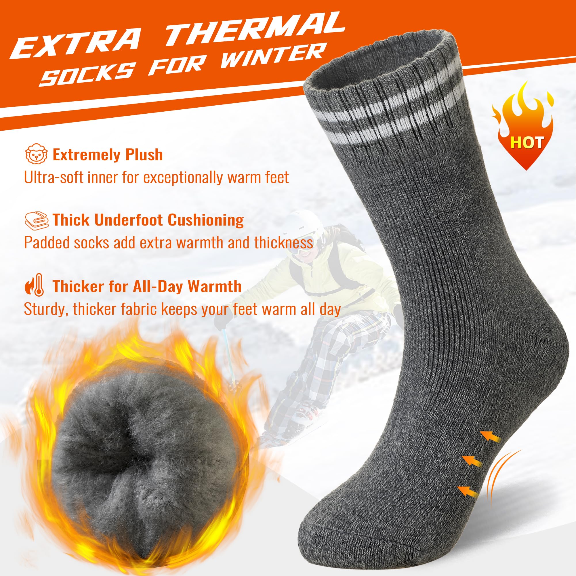 DoSmart Women's Thermal Ski Socks - Thick Winter Boot Socks for Cold Weather (3 Pairs) - Perfect for Skiing & Outdoor Activities