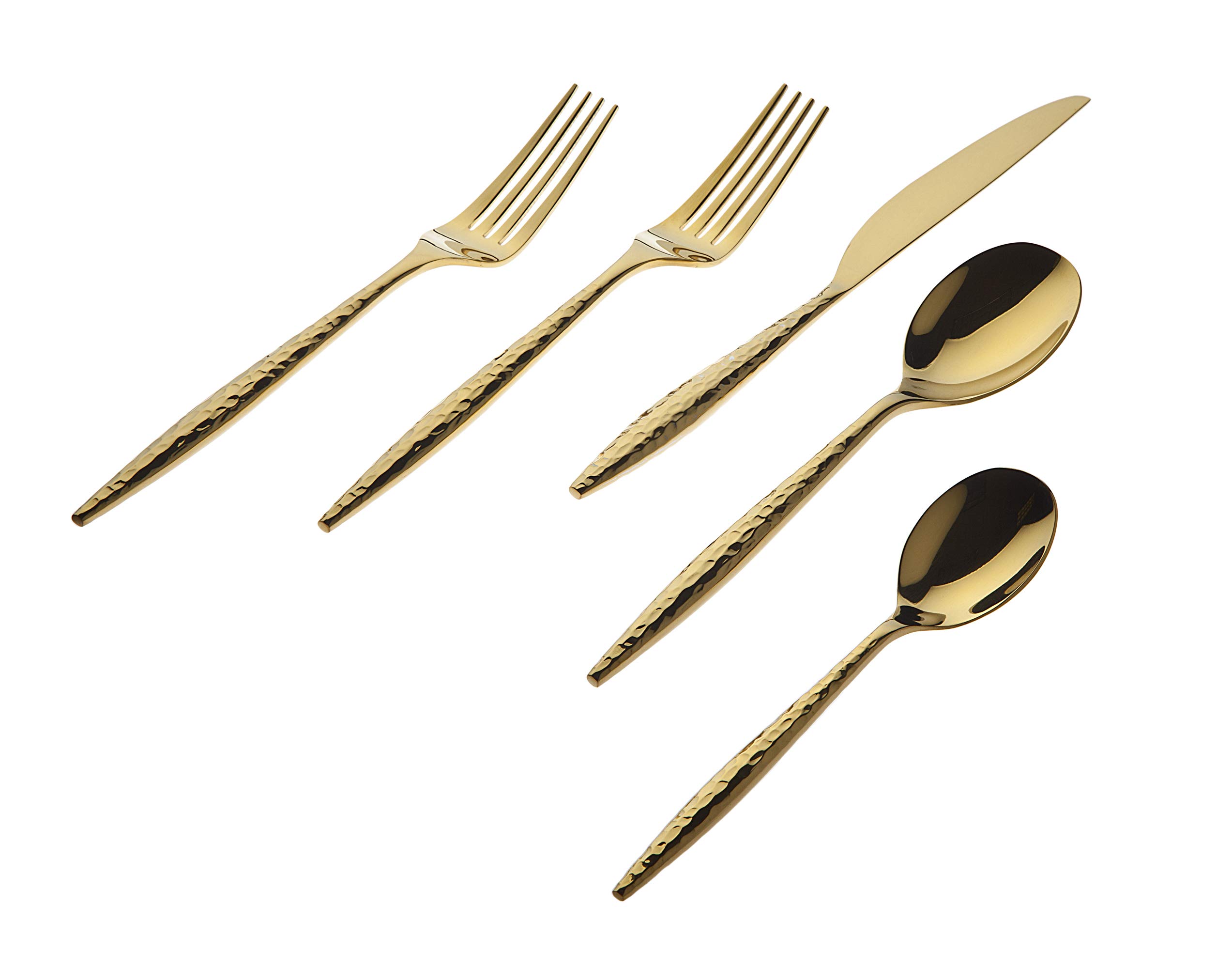Godinger 20-Piece Milano Flatware Set - Shiny Gold Stainless Steel Cutlery Set for Fine Dining, Wedding Gifts & Home Entertaining