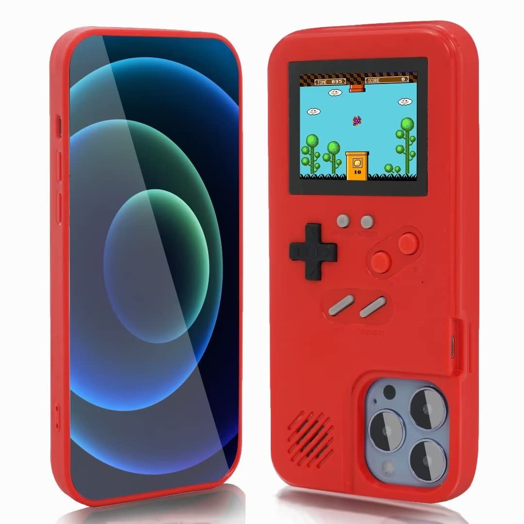 Retro Gameboy Case for iPhone 11 Pro Max - 168 Classic Games, Color Video Display, Anti-Scratch Shockproof Phone Cover (Red) - Perfect for Gaming Enthusiasts & Nostalgic Play