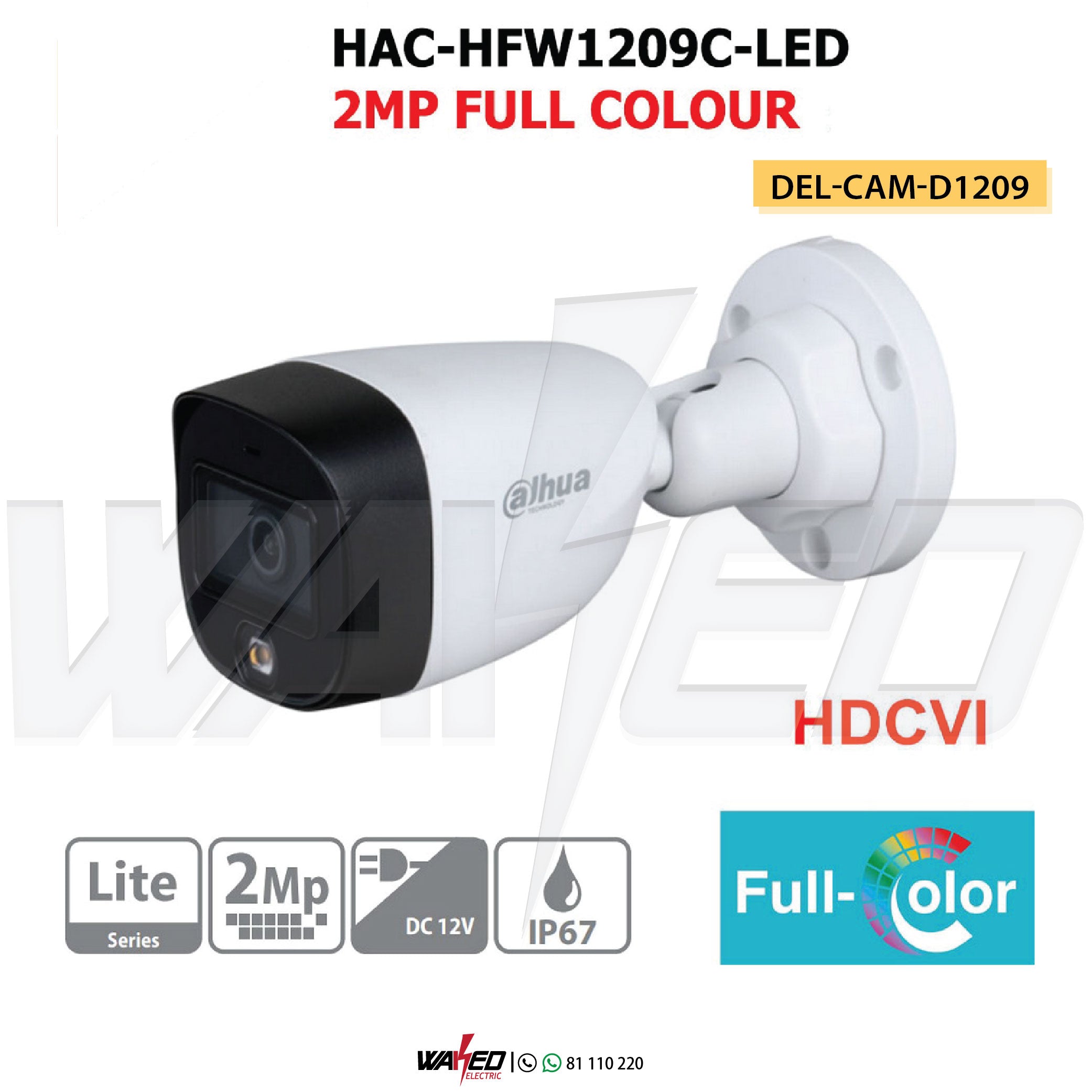 Dahua DH-HAC-HFW1209CP 5MP Outdoor Security Camera with LED Night Vision, IP67 Weatherproof, 24/7 Color Monitoring - Ideal for Home, Office & Business Surveillance