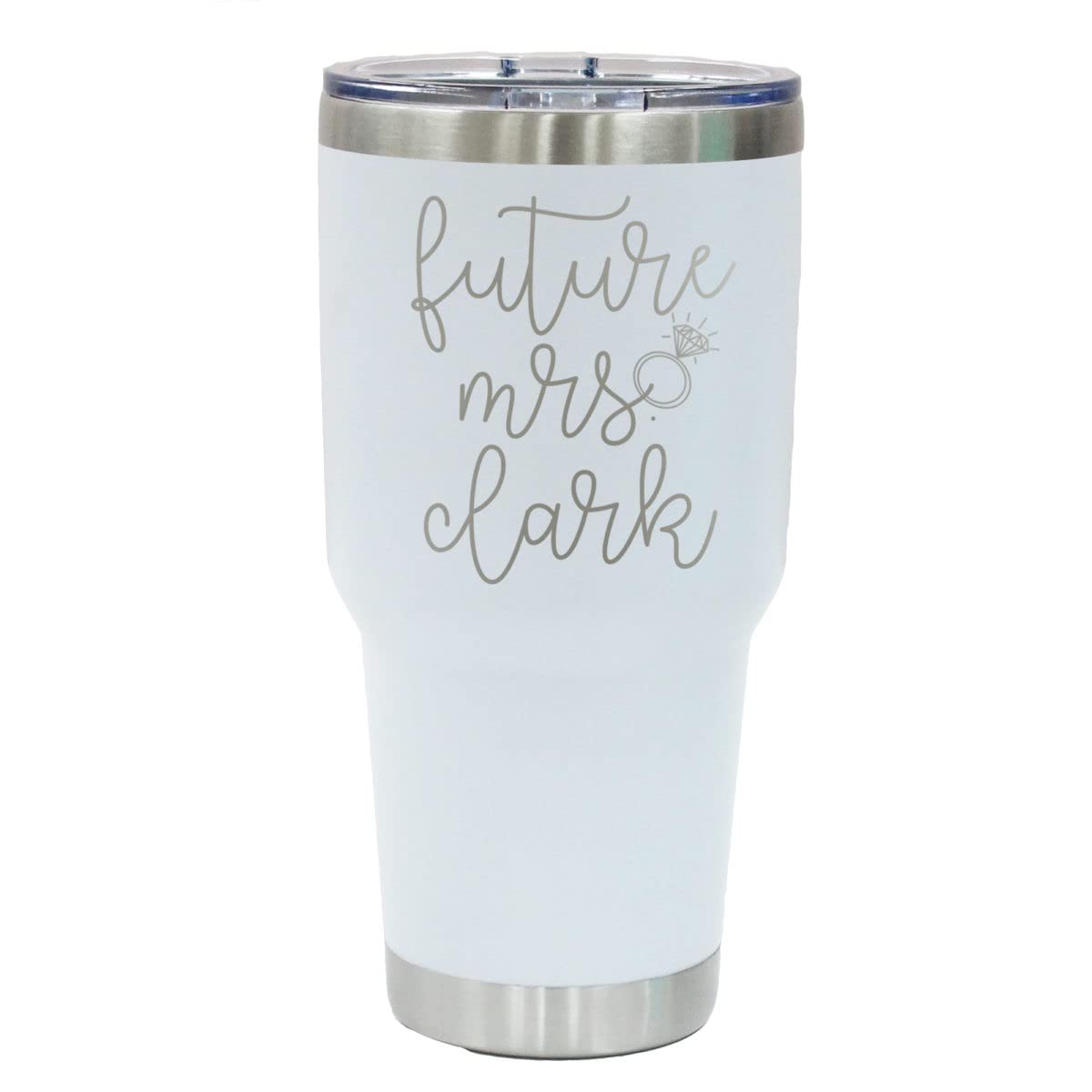 Personalized Bride Tumbler - Custom Engraved Wedding Gift for Bride to Be, Future Mrs, Engagement Present - 20oz Insulated Stainless Steel Cup (White) - Perfect for Bridal Showers, Bachelorette Parties & Wedding Day Hydration