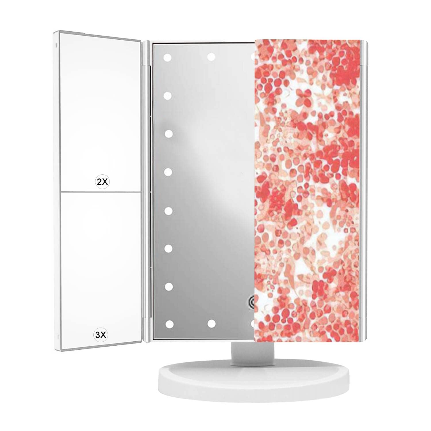 LED Vanity Mirror with Lights - 1X/2X/3X Magnification, Touch Control for Makeup & Travel