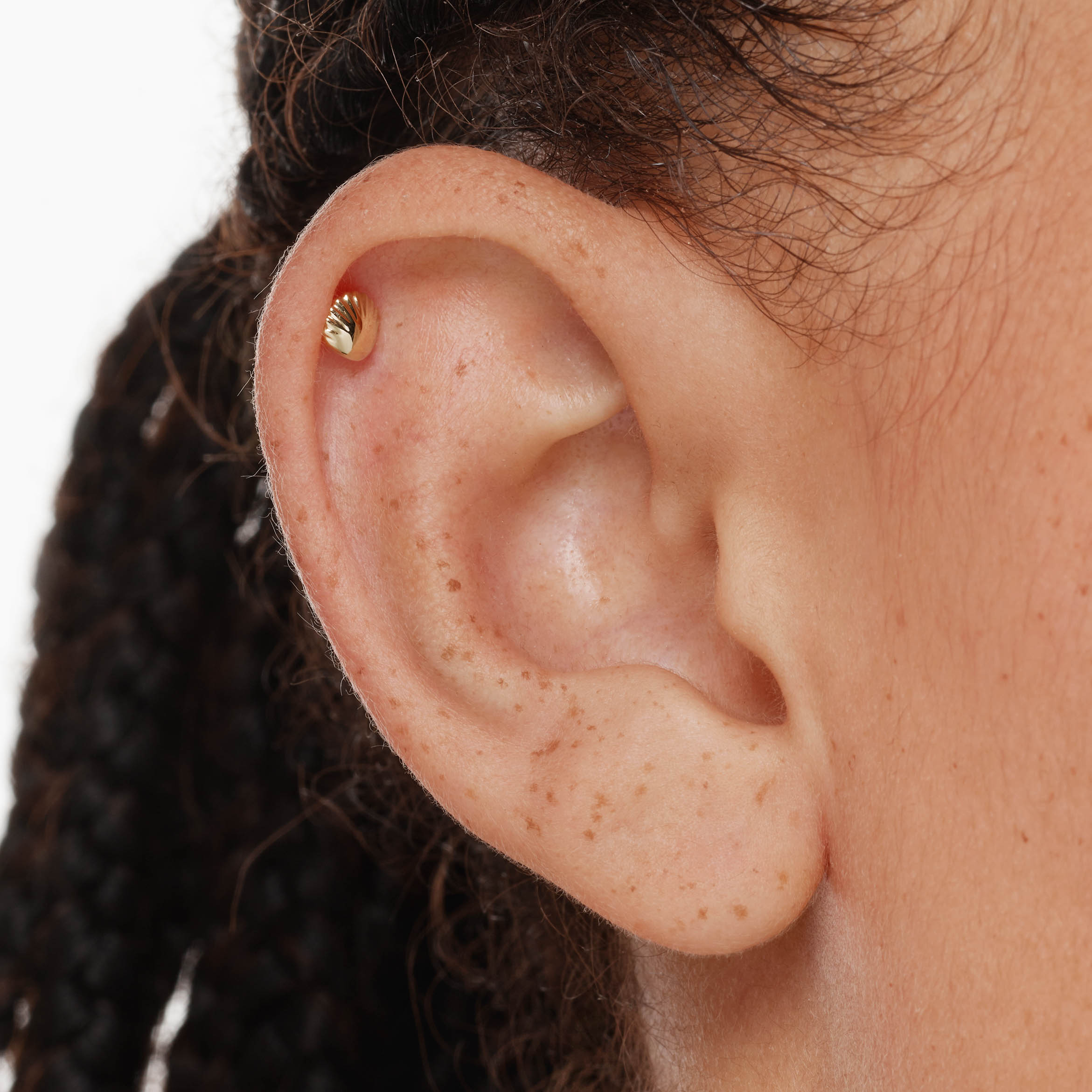 10k Gold Micro Shell Helix Single Stud Earring - Dainty & Hypoallergenic Earrings for Cartilage, Tragus, or Helix Piercing - Perfect for Everyday Wear & Gift Giving