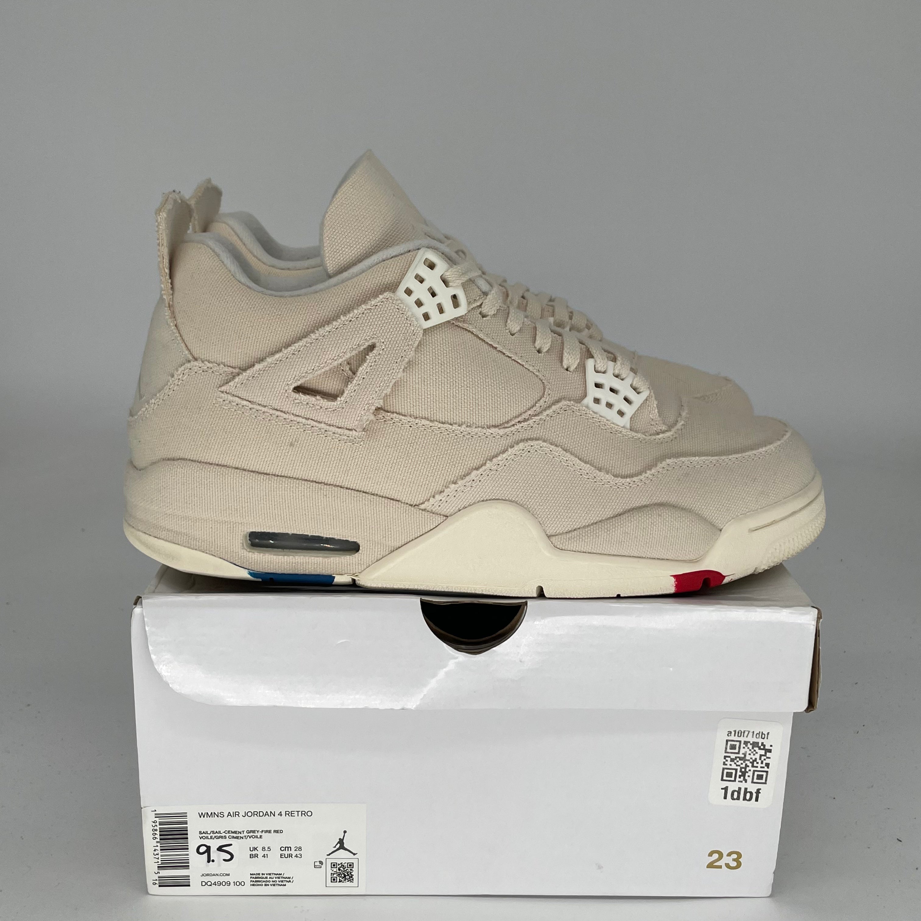 Original Air Jordan 4 Retro 'Blank Canvas' Women's Shoes Size 9.5/11W - DQ4909-100 | Basketball Sneakers for Women, Casual Streetwear Fashion & Gym Workouts