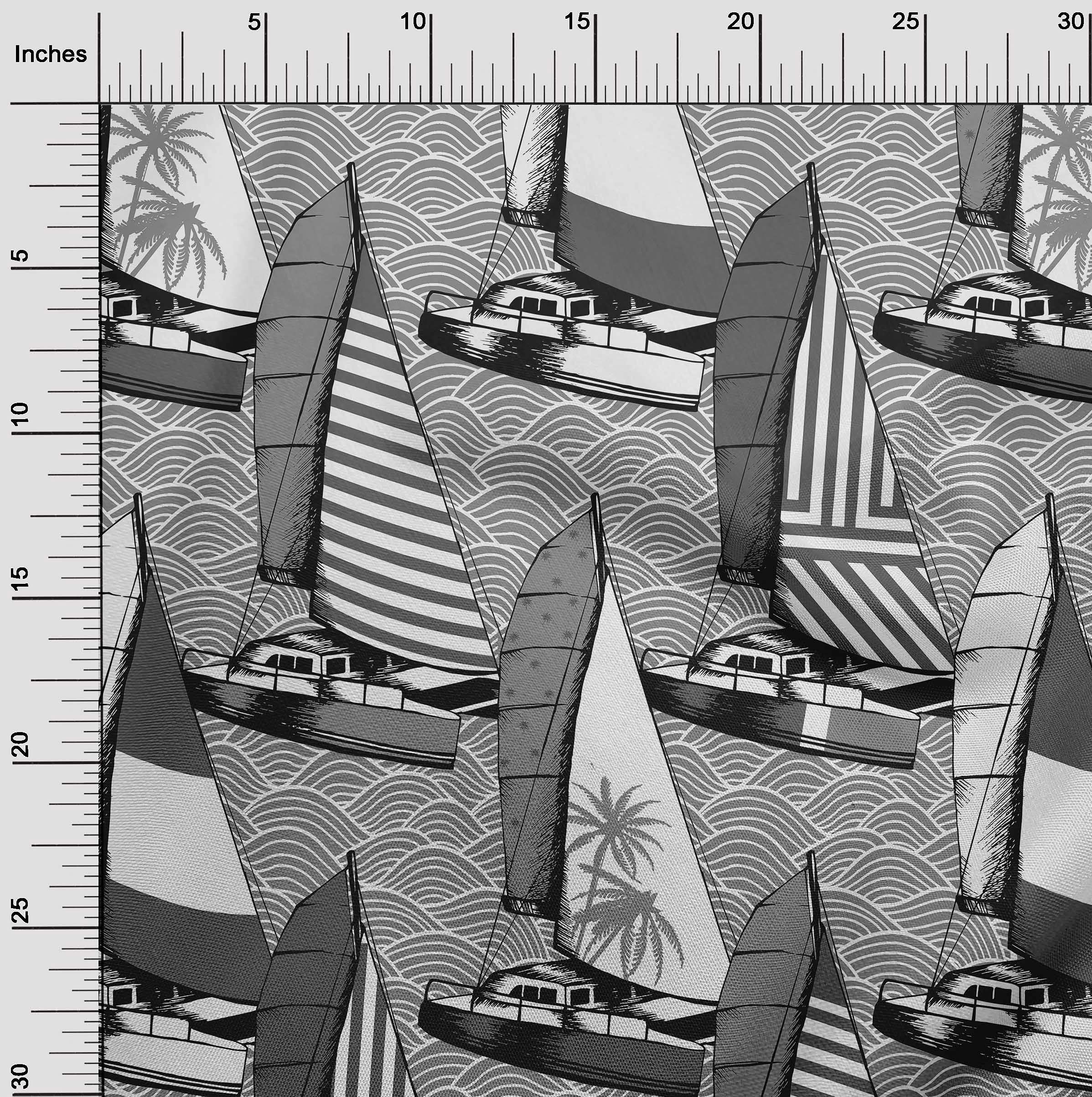 oneOone Velvet Gray Nautical Print Fabric by The Yard - 58 Inch Wide for DIY Clothing, Home Decor & Sewing Projects | Soft, Durable & Easy to Sew