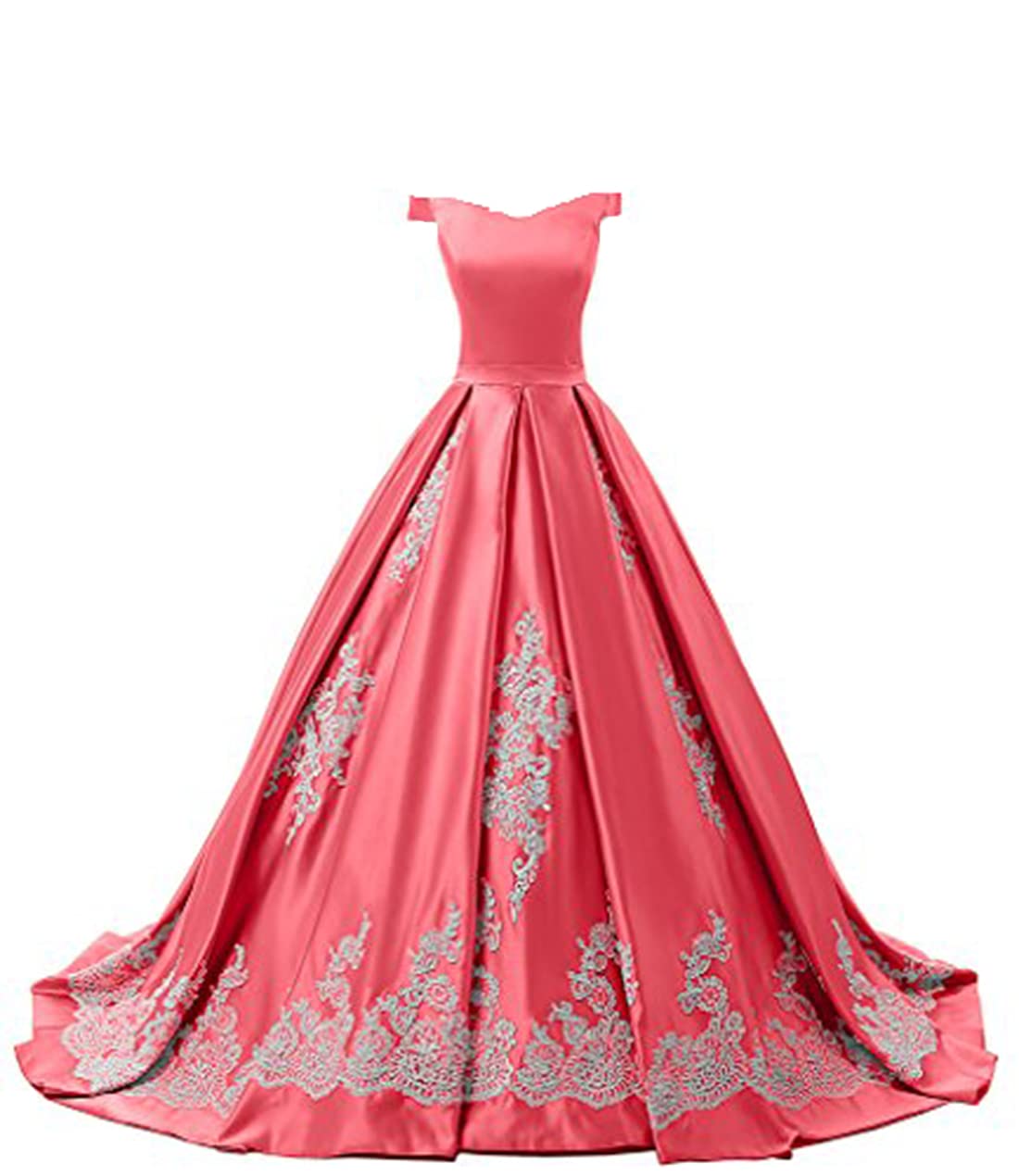 Elegant SUNVARY Women's Off-The-Shoulder Prom Dress with Applique Details - Perfect for Evening Gala, Military Ball & Wedding Reception | Formal Gown for Special Occasions