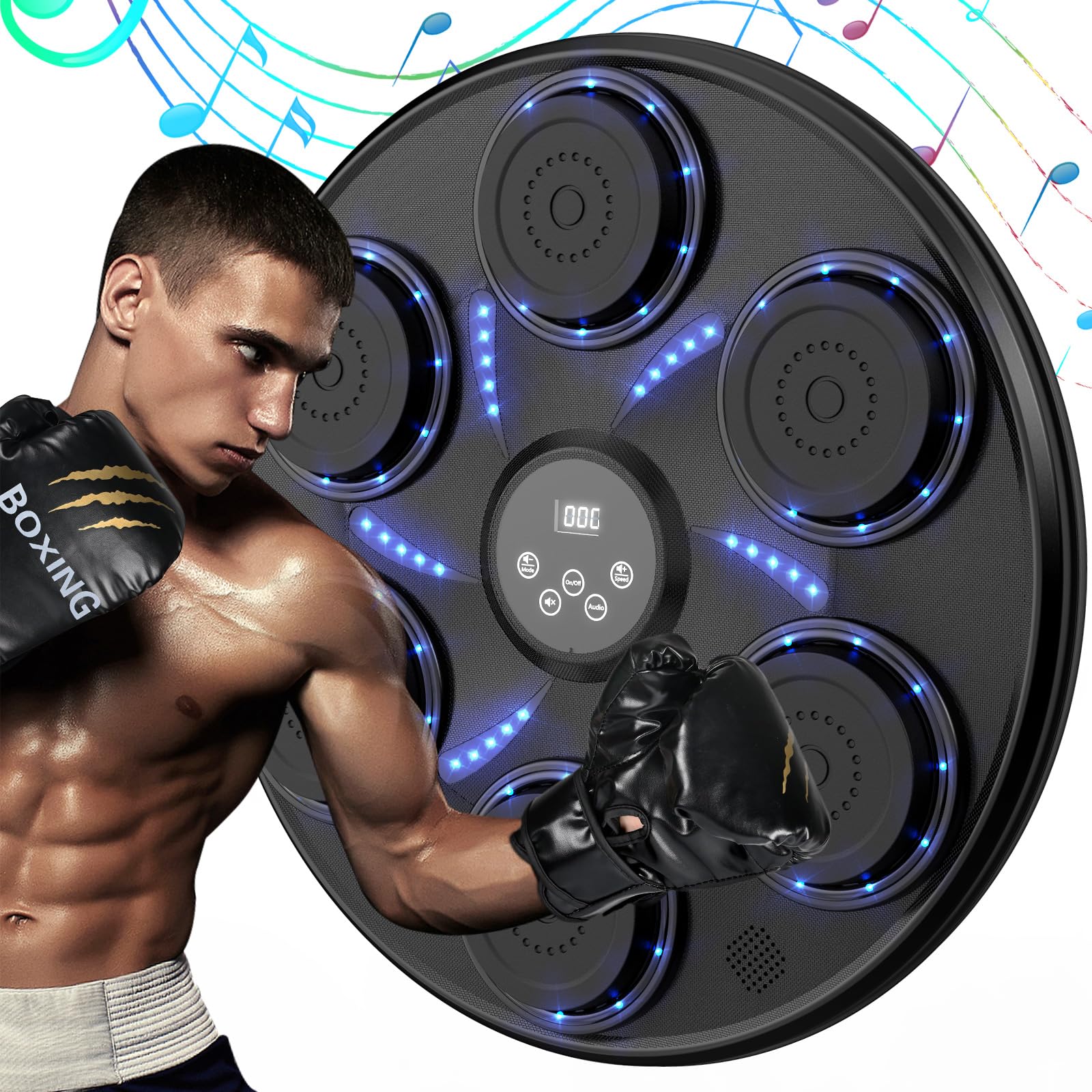 Bluetooth Music Boxing Machine for Adults & Kids - Smart Wall Mount Punching Bag with Gloves, Home Gym Equipment for Indoor Workouts | Perfect for Fitness Training, Stress Relief & Family Fun
