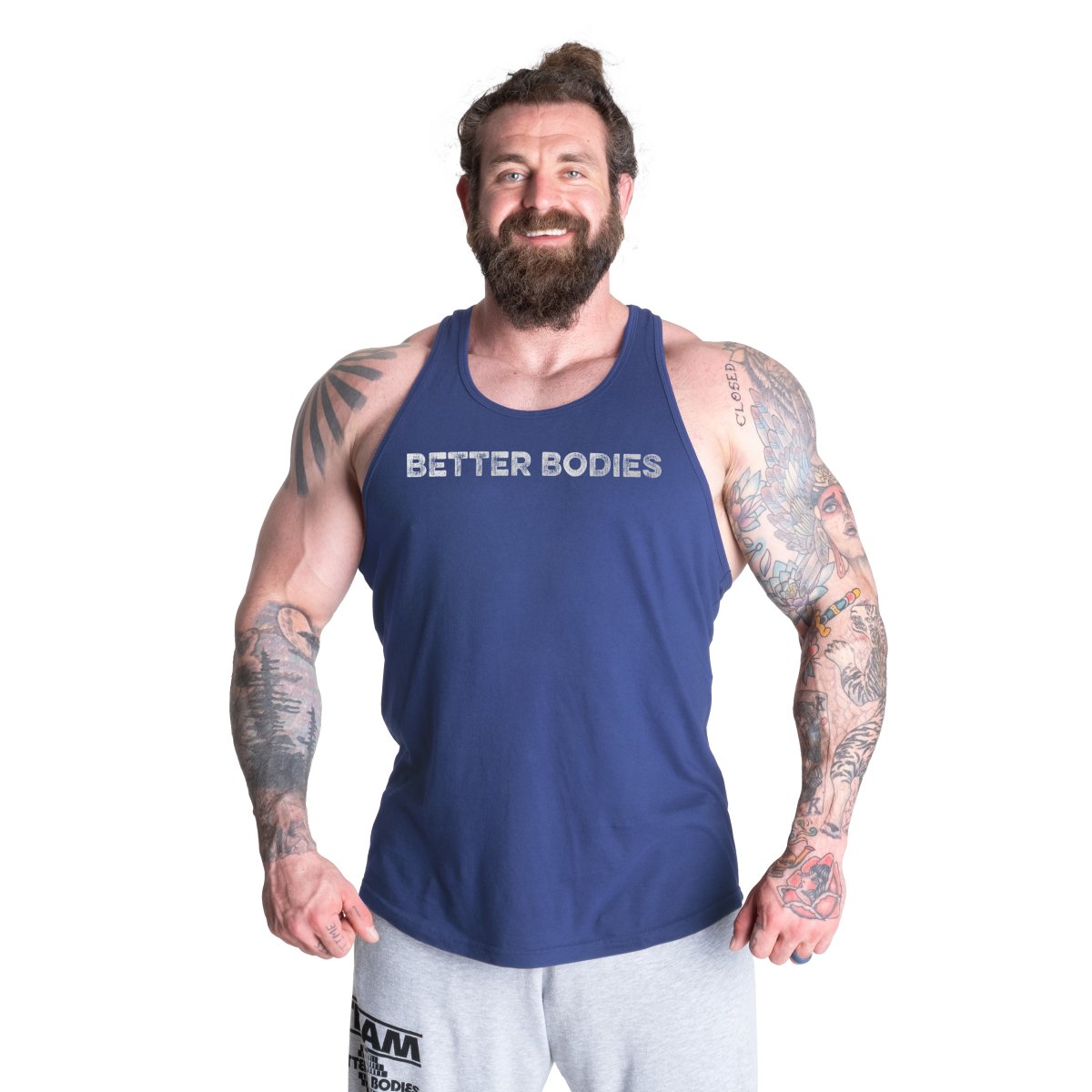 Better Bodies Logo Essential T-Back Tank Top - 100% Cotton Gym & Workout Shirt for Women | Yoga, Running, Fitness & Casual Wear