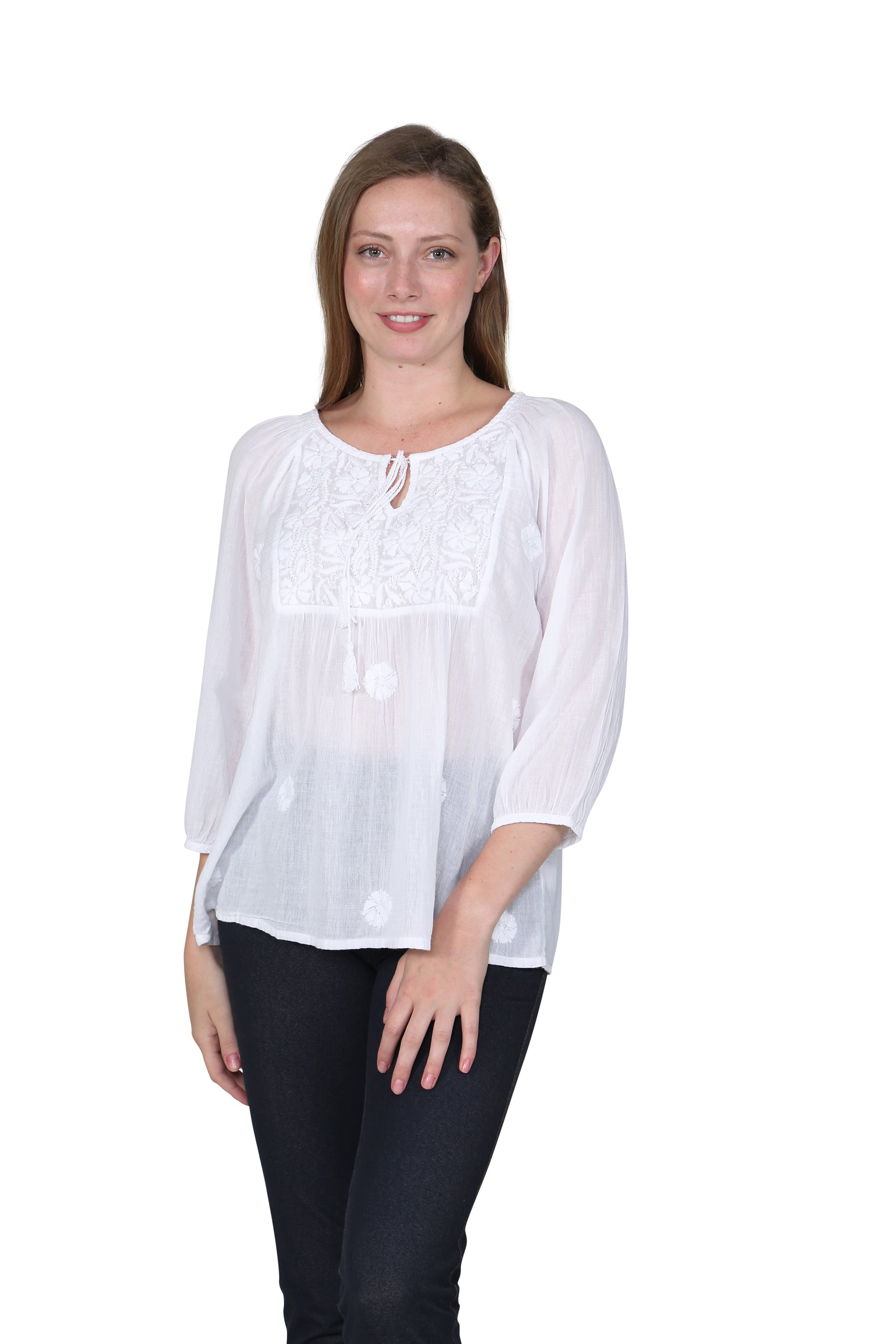 Elegant Embroidered White Blouse for Women - Stylish Casual & Party Wear - Perfect for Office, Date Night & Special Occasions