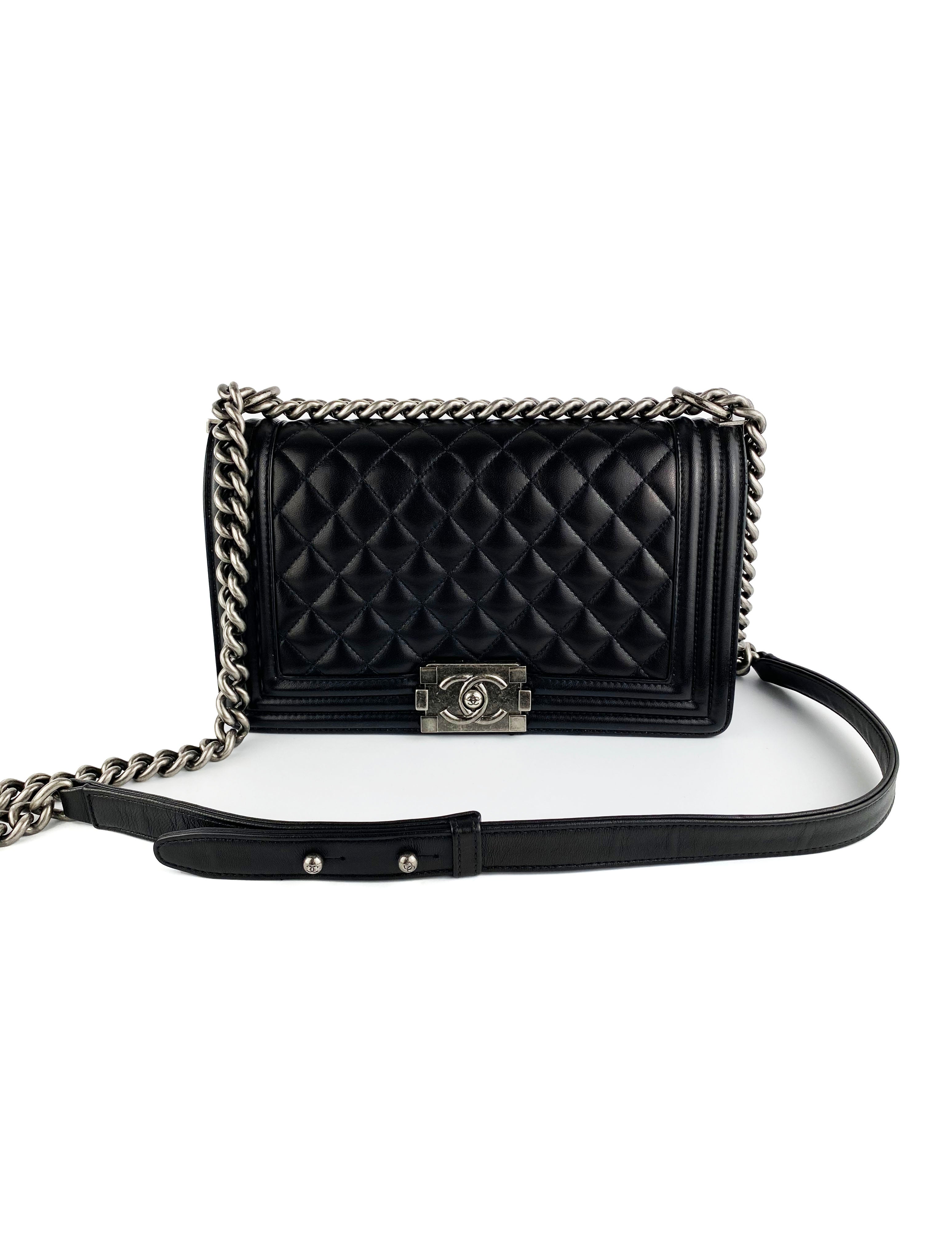 Chanel Boy Lambskin Leather Handbag Black - Luxury Designer Crossbody Bag for Women | Perfect for Evening Events, Parties & Special Occasions