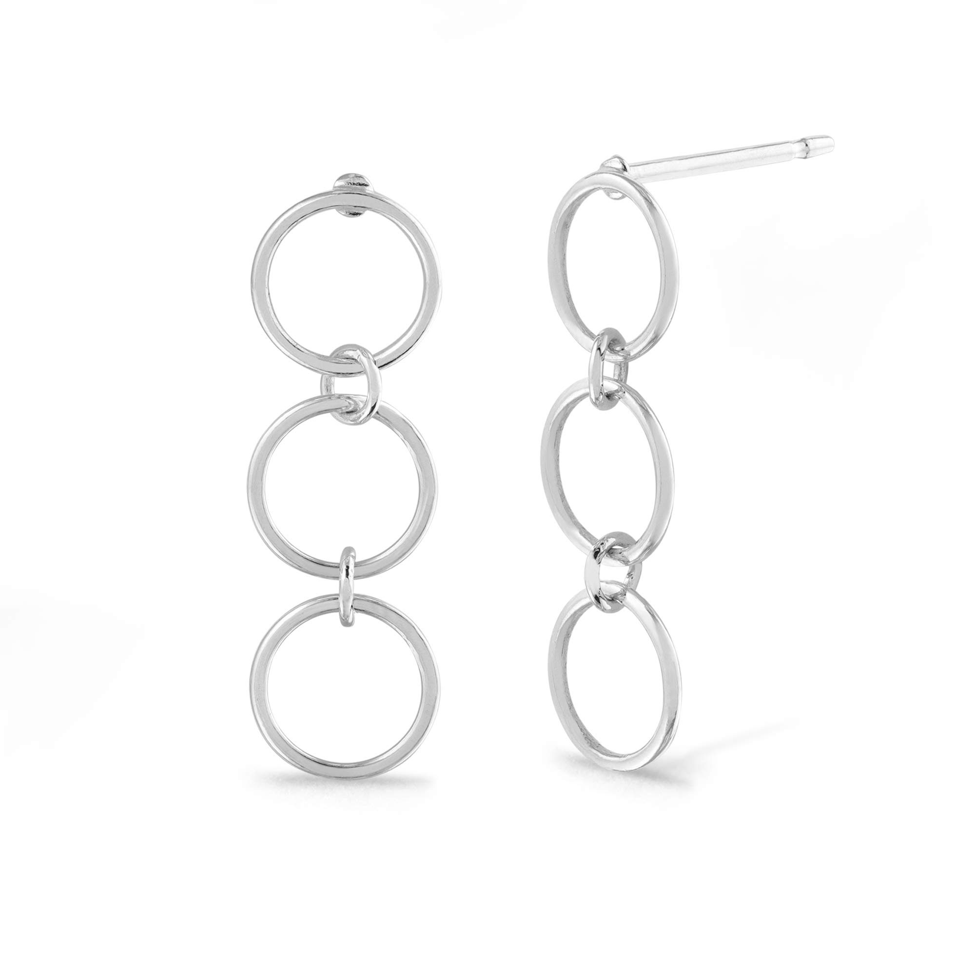 Boma Jewelry Sterling Silver Three Circle Drop Stud Earrings for Women - Minimalist Dainty Everyday Jewelry - Perfect for Work, Date Night & Special Occasions