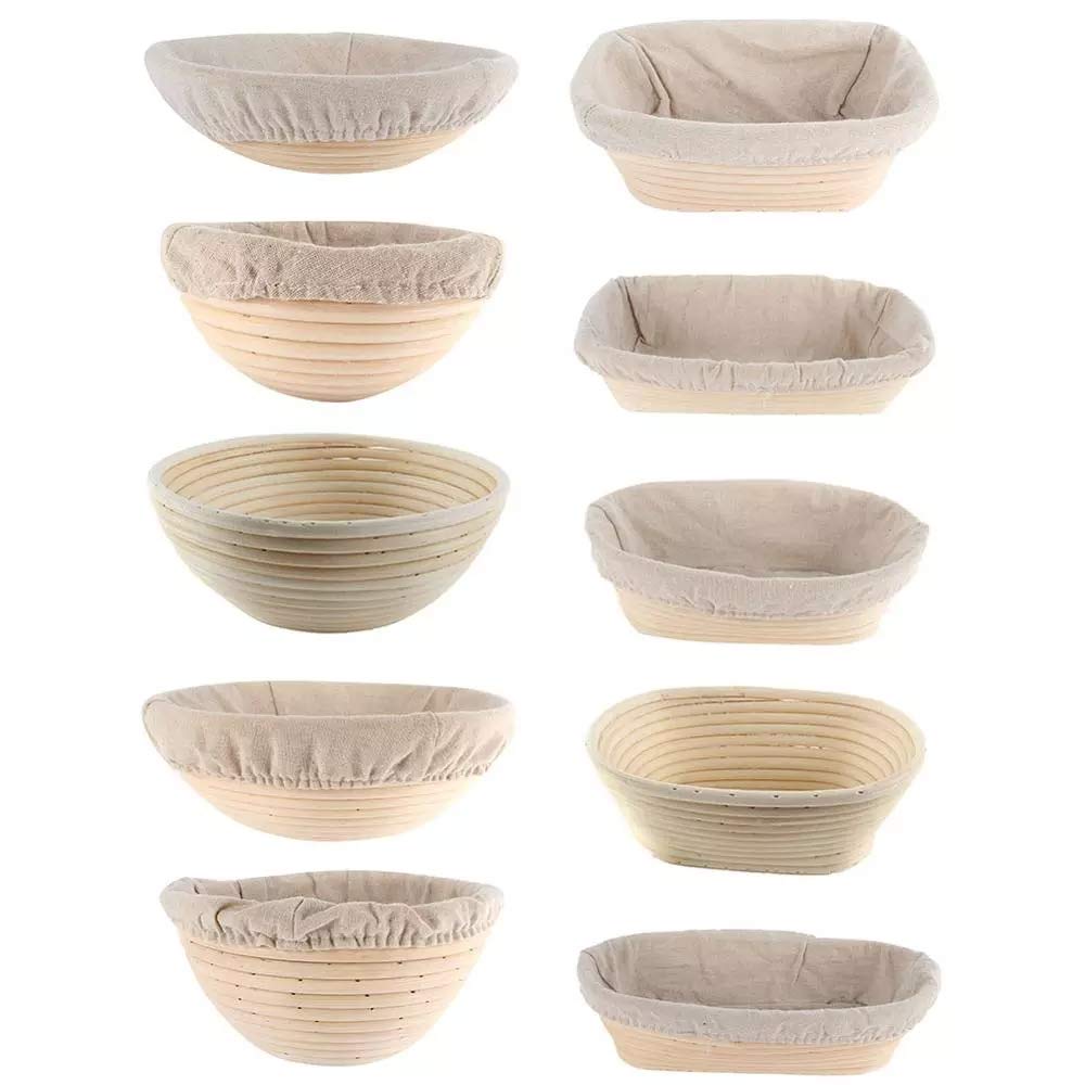 Round & Oval Banneton Proofing Basket - 25x15x8cm Rattan Bread Baking Basket with Linen Liner for Sourdough, Artisan Bread & Pastry Dough Fermentation - Perfect for Home Bakers & Professional Bakeries