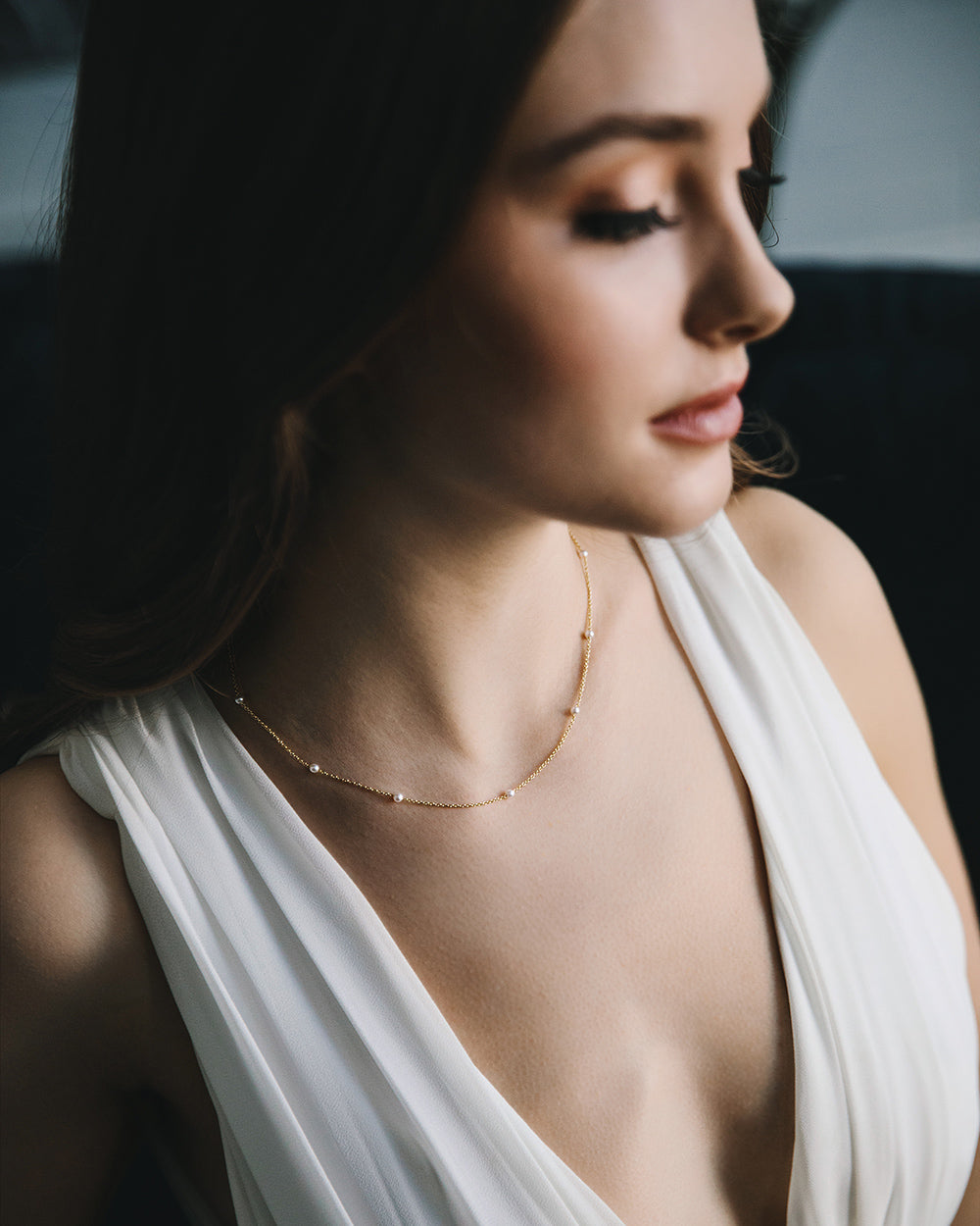 Elegant Scattered Pearl Necklace for Women - Dainty Layered Pearls Jewelry Gift for Bridal, Party & Special Occasions