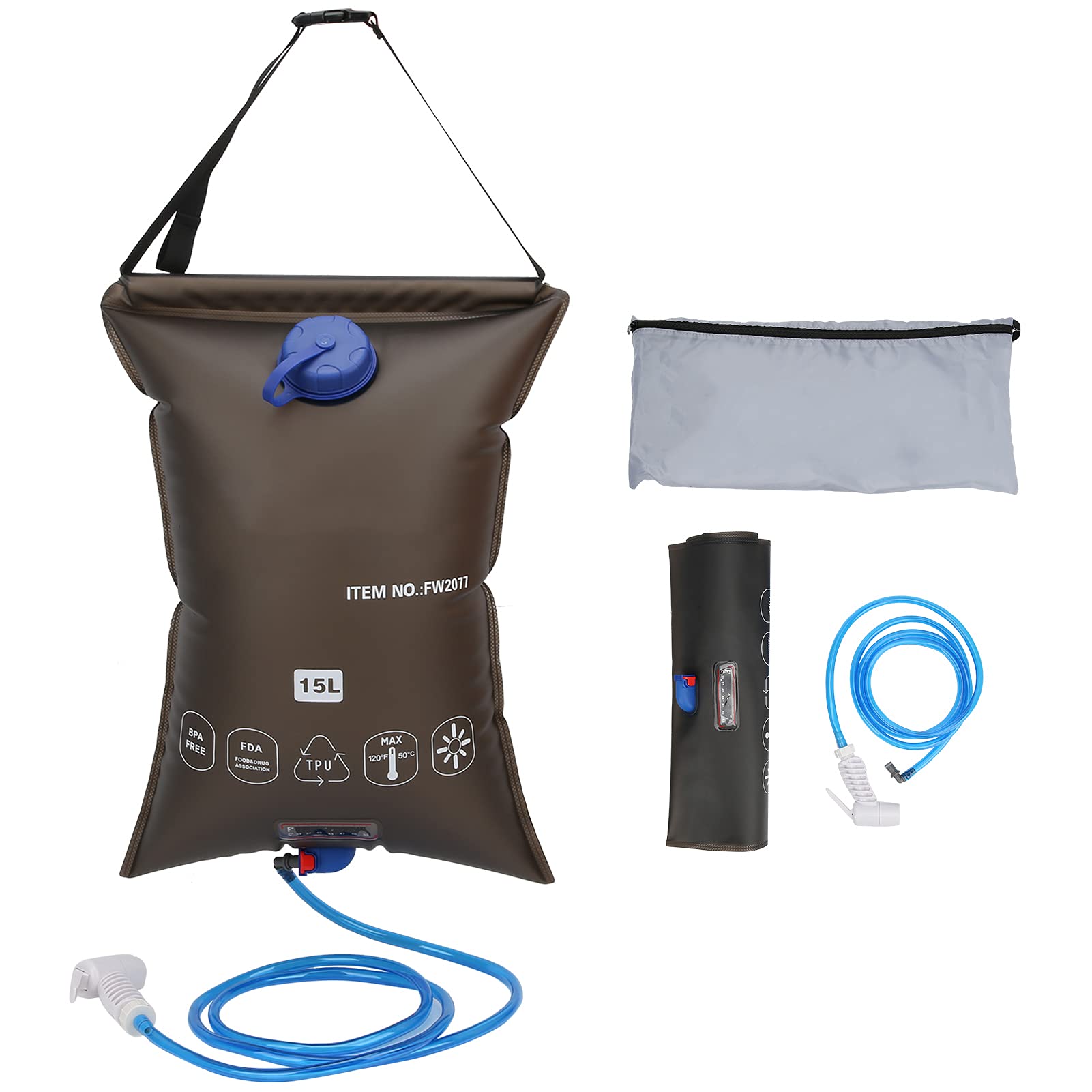 1.5L Portable Shower Bag with Adjustable Nozzle - Ideal for Camping, Hiking, Beach & Outdoor Adventures | Lightweight & Compact Design for Easy Travel
