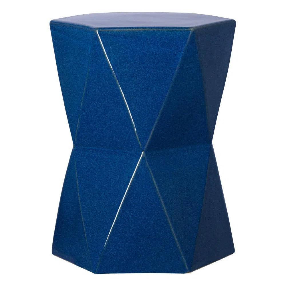 18 Inch Hexagon Ceramic Garden Stool - Outdoor Patio Furniture, Waterproof & Weatherproof - Perfect for Garden, Backyard, Poolside & Balcony Decor
