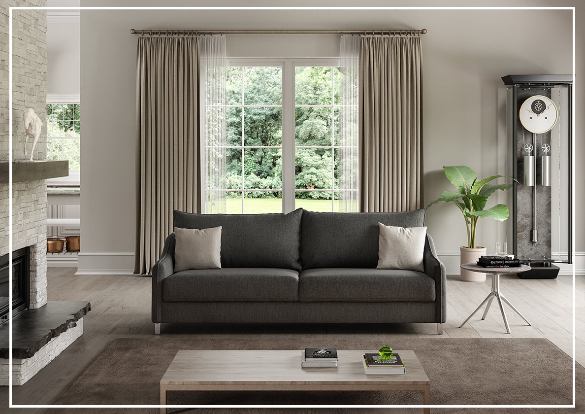 Luonto Ethos Fabric Sleeper Sofa - Convertible Bed with Nest Mechanism in Multiple Sizes (Queen, Full, Twin) for Small Spaces, Guest Rooms & Apartments