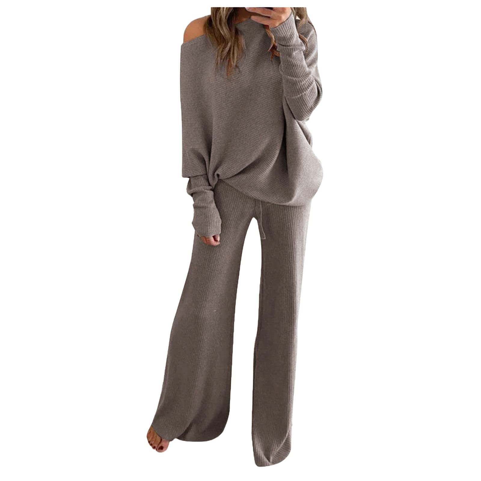 Women's Two Piece Sweatsuit Set - Long Pants Loungewear & Athletic Tracksuit with Wide Leg Pants | Comfy Workout Outfit for Yoga, Running & Casual Wear