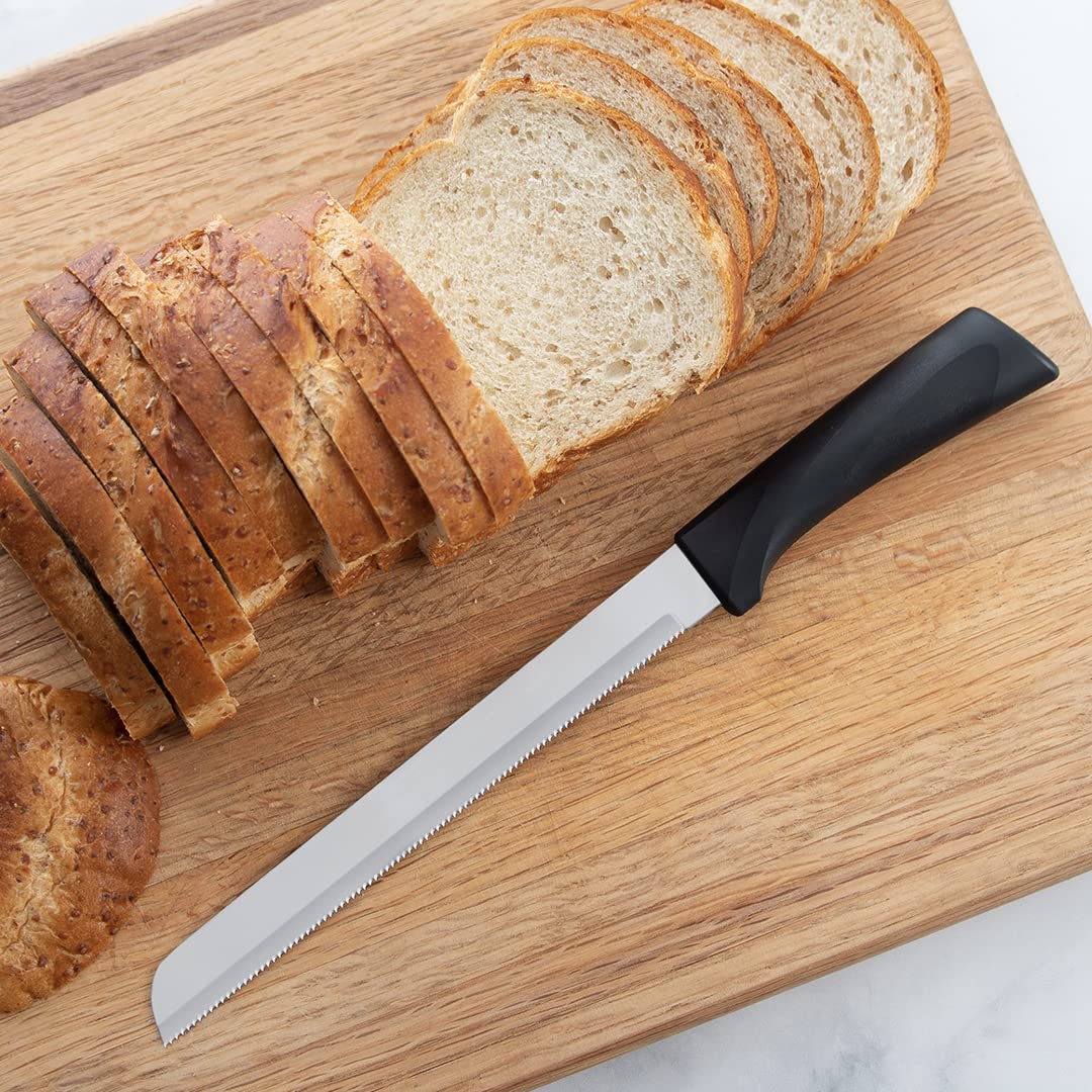 Rada Cutlery Anthem Series 8 Inch Bread Knife with Ergonomic Black Handle - Perfect for Slicing Bread, Bagels, and Pastries - Ideal for Home Kitchens, Bakeries, and Restaurants