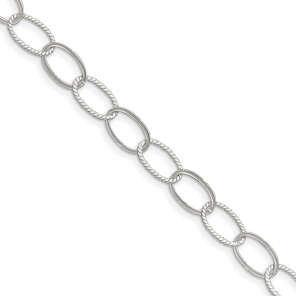 Jewels By Lux Sterling Silver Fancy Link Anklet - Elegant Silver Ankle Bracelet for Women, Perfect for Beach, Party & Everyday Wear