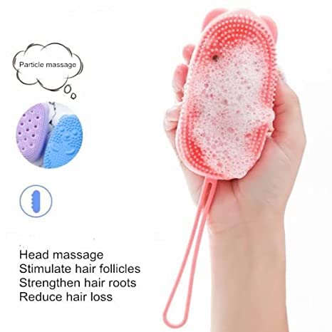 Exfoliating Silicone Body Brush for Shower & Bath - Double Sided Massage Scrubber for Baby, Kids, Men & Women - Gentle Skin Cleansing & Back Scrubber - Perfect for Sensitive Skin & Spa Days