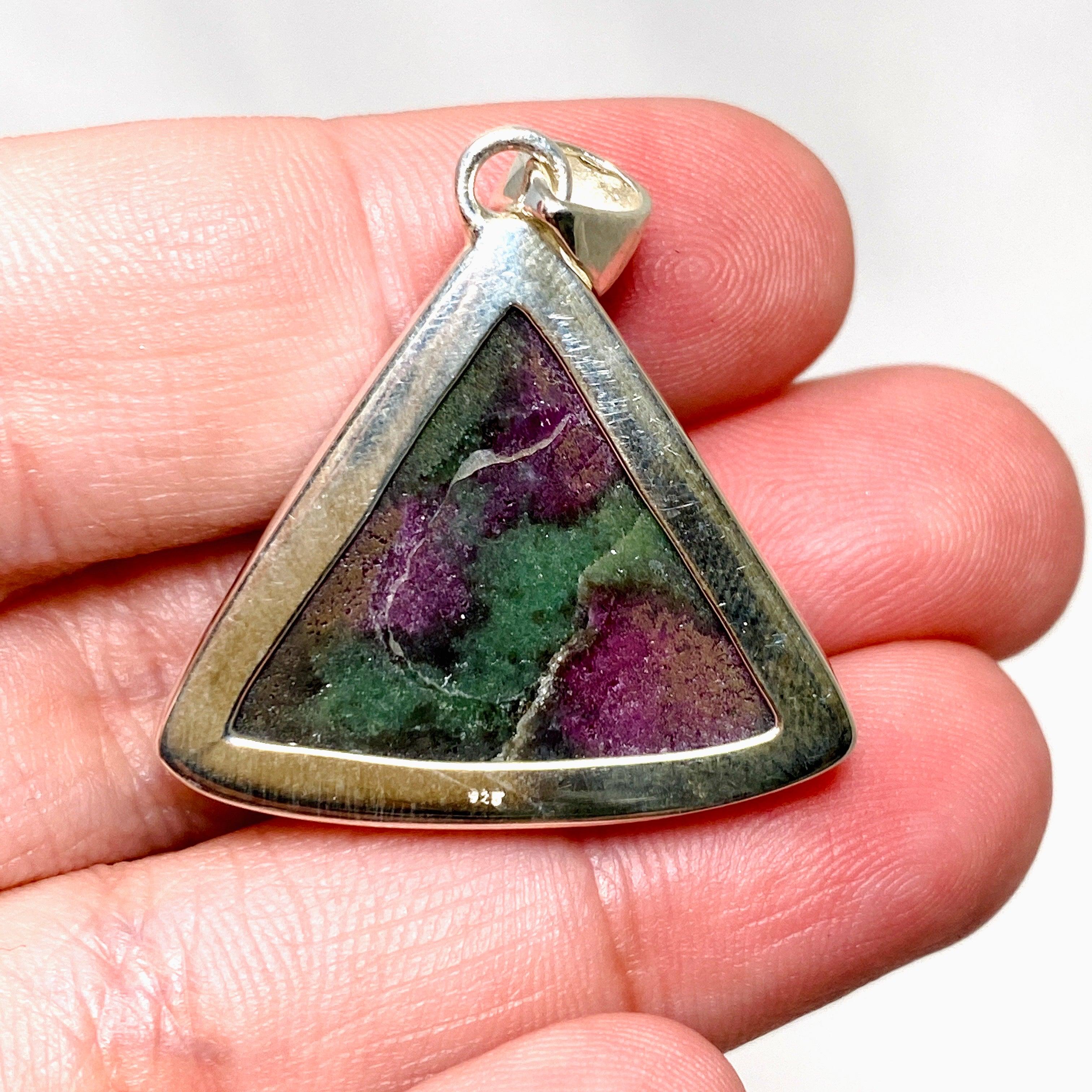 Natural Ruby in Zoisite Triangle Pendant Necklace - KPGJ4505 | Healing Crystal Jewelry for Meditation & Energy Balancing
