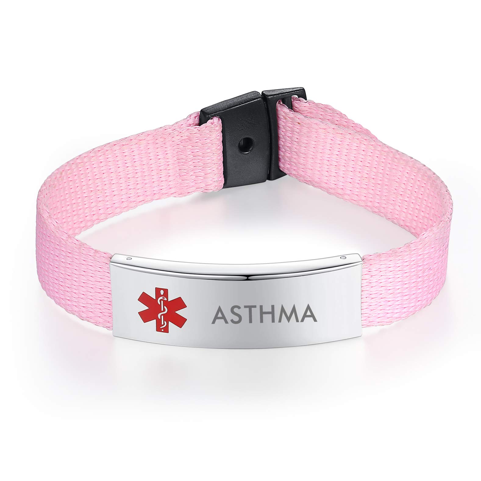 mnmoom Adjustable Medical Alert Bracelets for Women & Men – 5-8 Inch Easy-to-Wear Canvas Sports ID Bracelet – Perfect for Running, Hiking & Emergency Situations