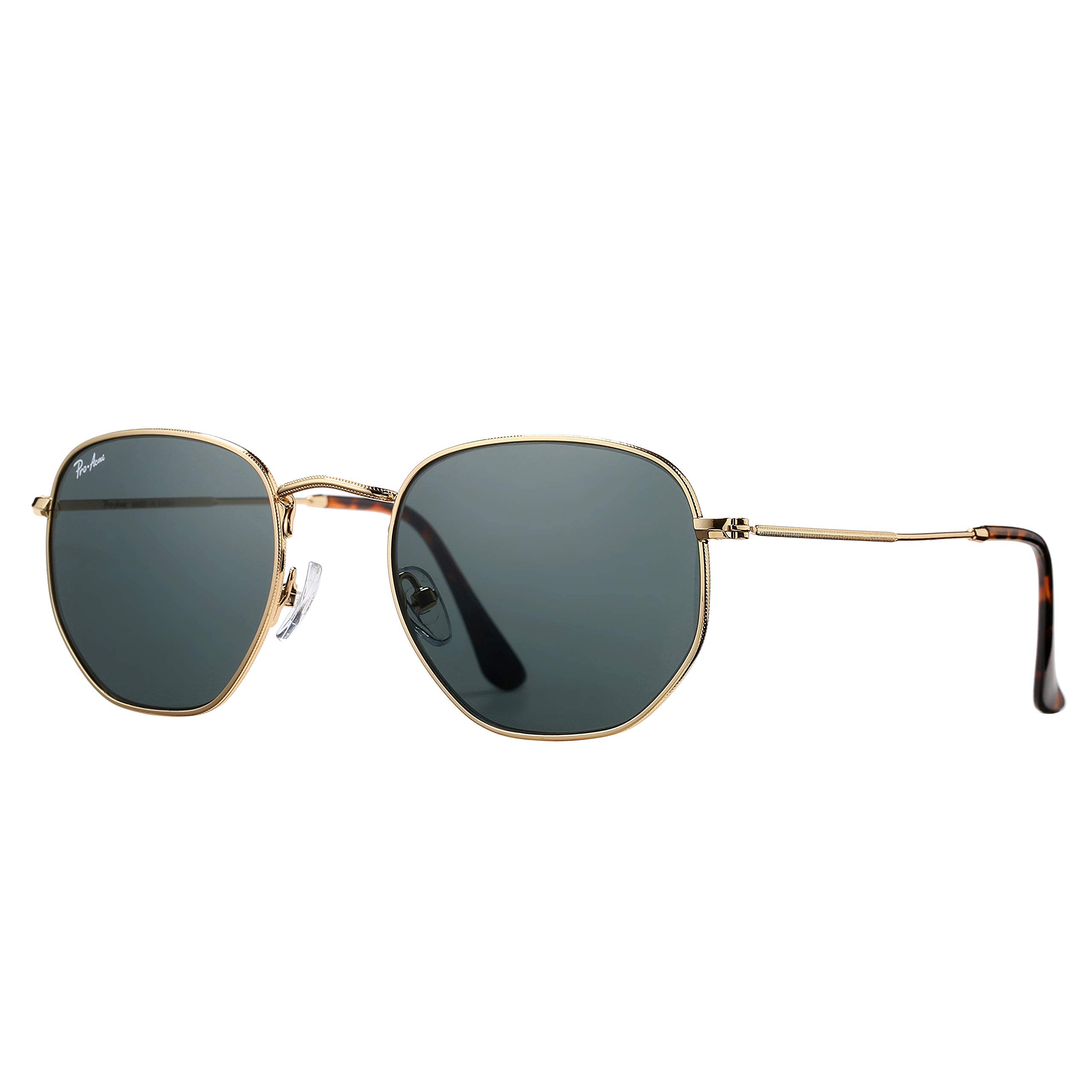 Acme Small Square Sunglasses for Women & Men - 100% UV Protection Real Glass Lenses, Hexagonal Frame - Perfect for Driving, Beach & Outdoor Activities