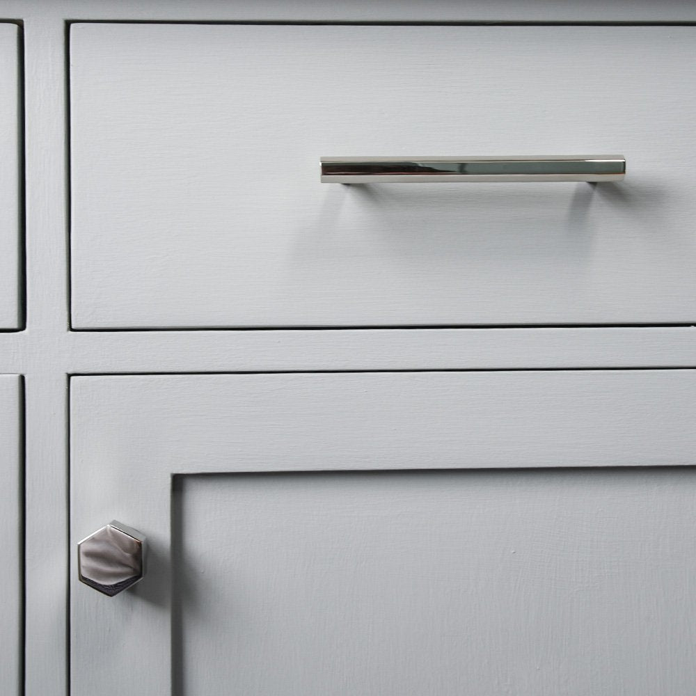 Polished Nickel Hexagonal Cabinet Pull Handle - Modern Kitchen & Bathroom Hardware for Drawers and Cabinets - Perfect for Home Renovation & DIY Projects