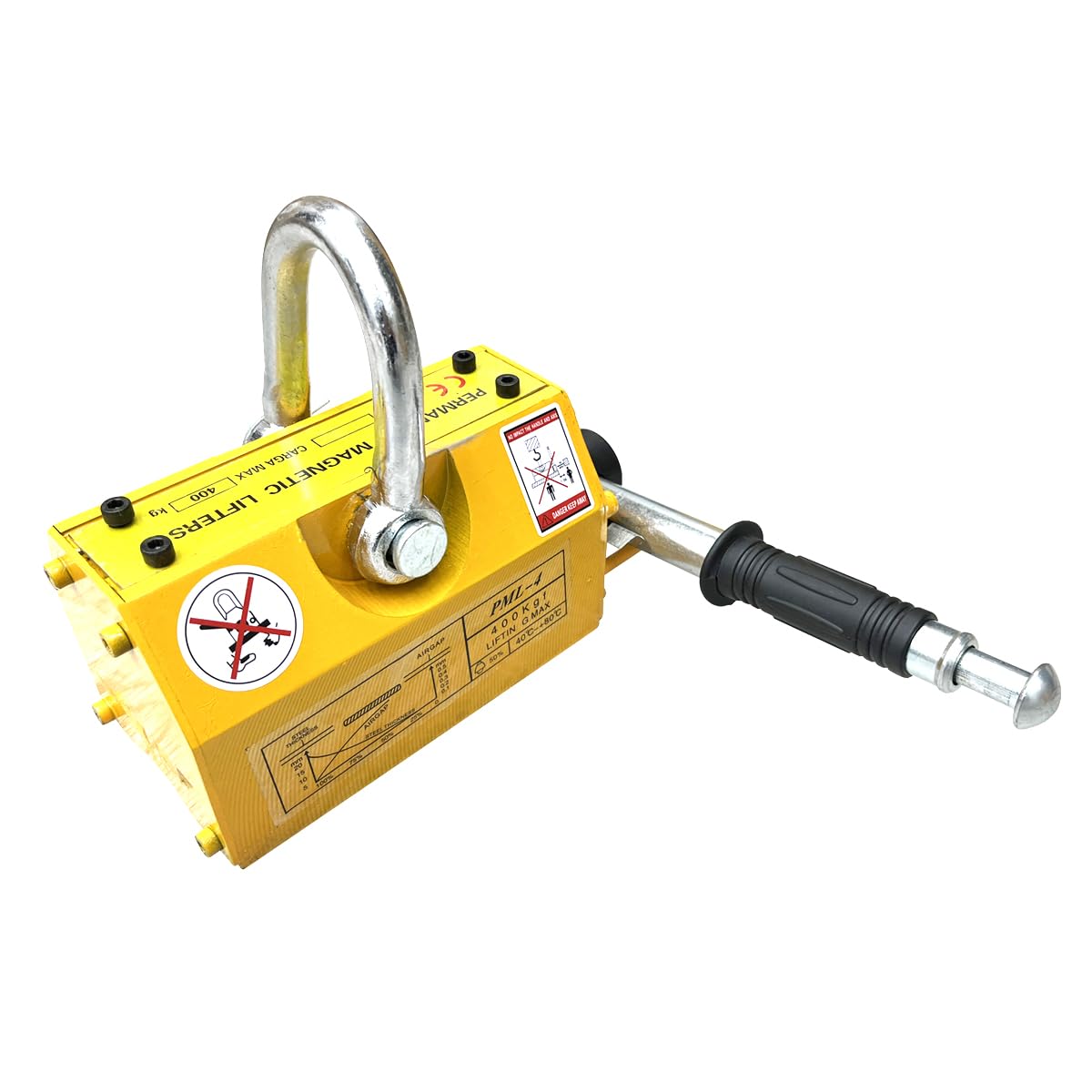 INTBUYING 880 lb Permanent Magnetic Lifter - Heavy Duty Rare Earth Magnet for Lifting Steel Plates, Boards & Metal Sheets - Ideal for Shop Cranes, Hoists & Industrial Lifting Applications