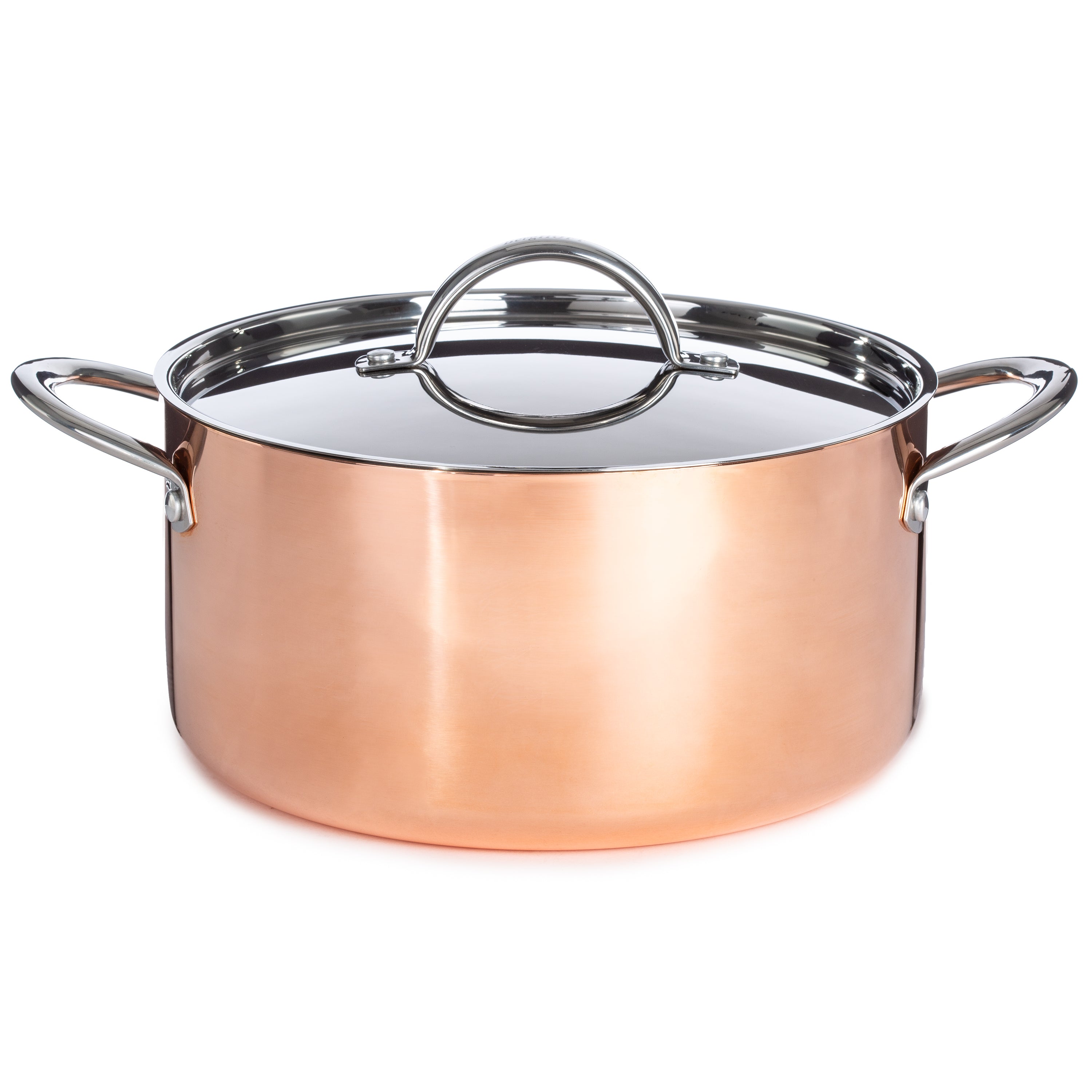 BergHOFF Vintage 10-Piece Tri-Ply Copper Cookware Set with Lids - Polished Stainless Steel Pots and Pans for Professional Cooking, Baking & Entertaining