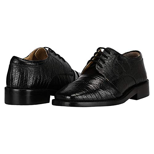 LIBERTYZENO Boys Lizard Print Genuine Leather Oxford Dress Shoes - Kids & Toddlers Lace Up Formal Shoes for Easter, Wedding & School Events - Comfortable Dress Footwear for Special Occasions