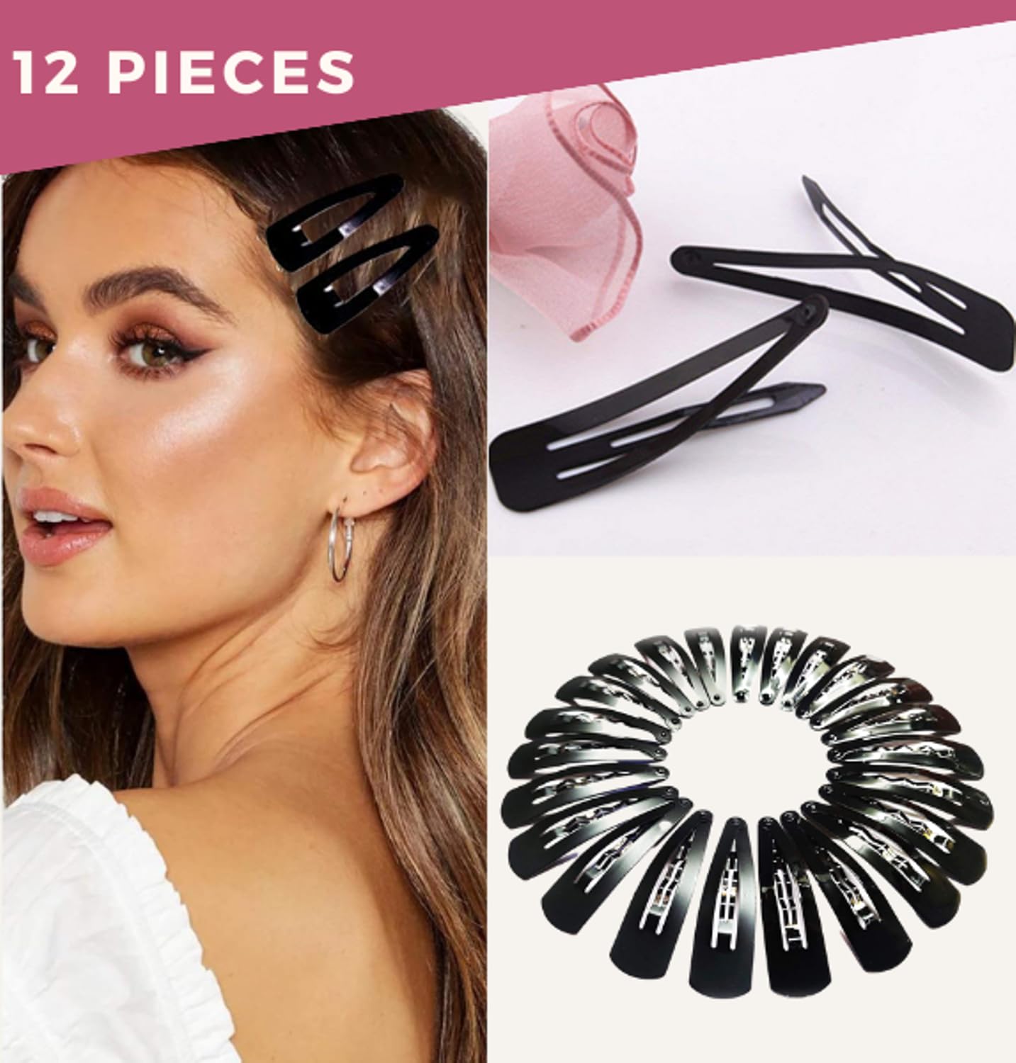 Snowpearl 15-Piece Stylish Hair Accessories Set - Satin Scrunchies, Printed Hair Ties, Spiral Bands & Free 12 Metal Hair Clips | Perfect for School, Work, Gym & Everyday Hairstyles