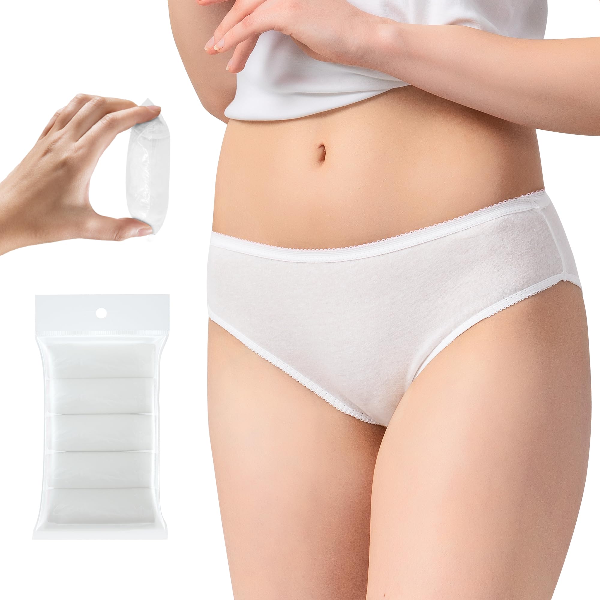 20/10/5 Pack Women's Disposable 100% Cotton Underwear - Breathable Ladies Briefs Panties for Travel, Hotel, Spa, Hospital Stays & Emergencies - Perfect for Postpartum, Gym & Daily Comfort