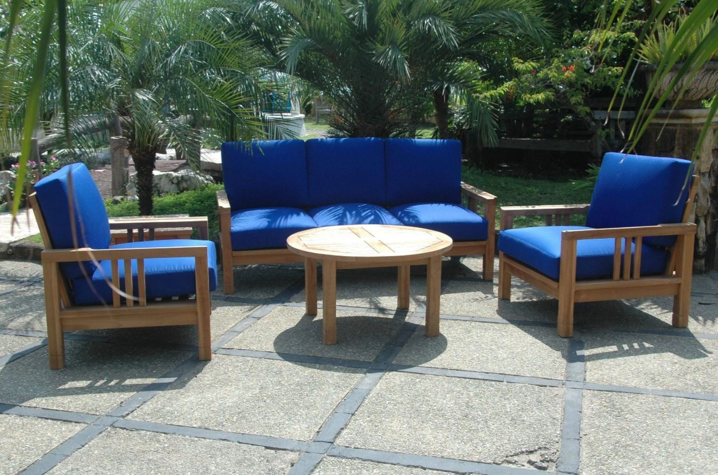 Anderson Teak SouthBay 5-Piece Deep Seating Outdoor Patio Furniture Set - Waterproof Cushions & Durable Teak Wood - Perfect for Backyard, Poolside & Garden Conversations (Set 255)
