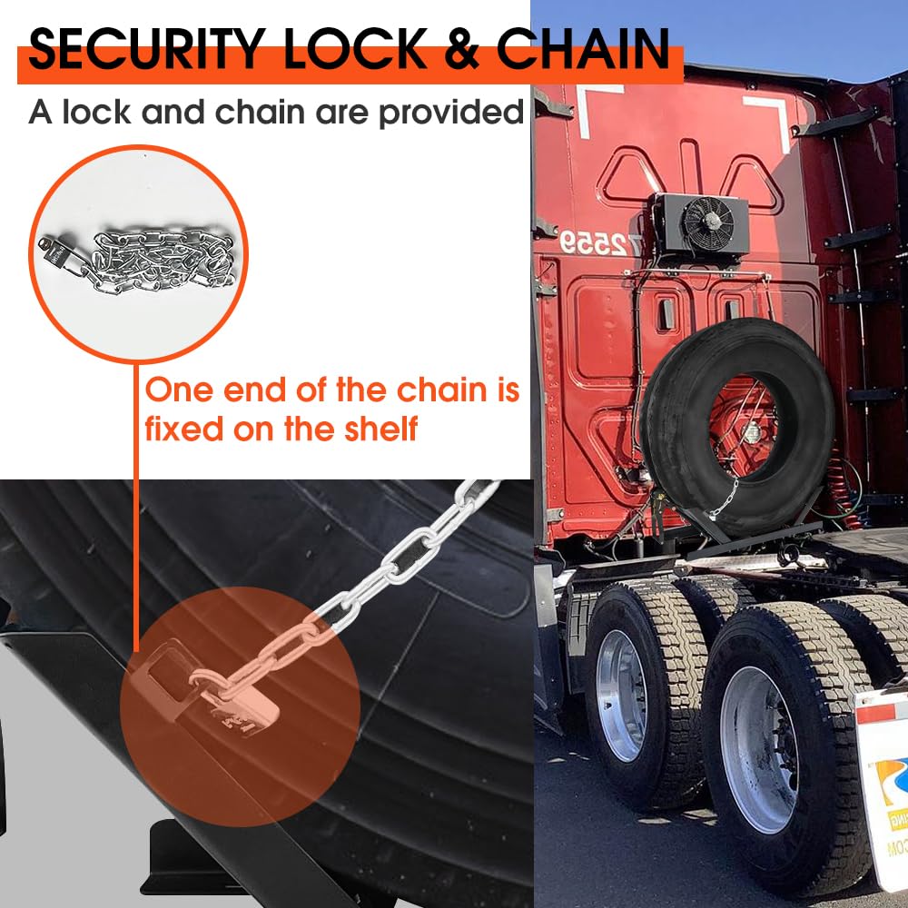 Heavy Duty Semi-Truck Spare Tire Carrier - Secure & Easy Mount Spare Wheel Holder for Commercial Trucks | Roadside Emergency & Long Haul Travel Essential