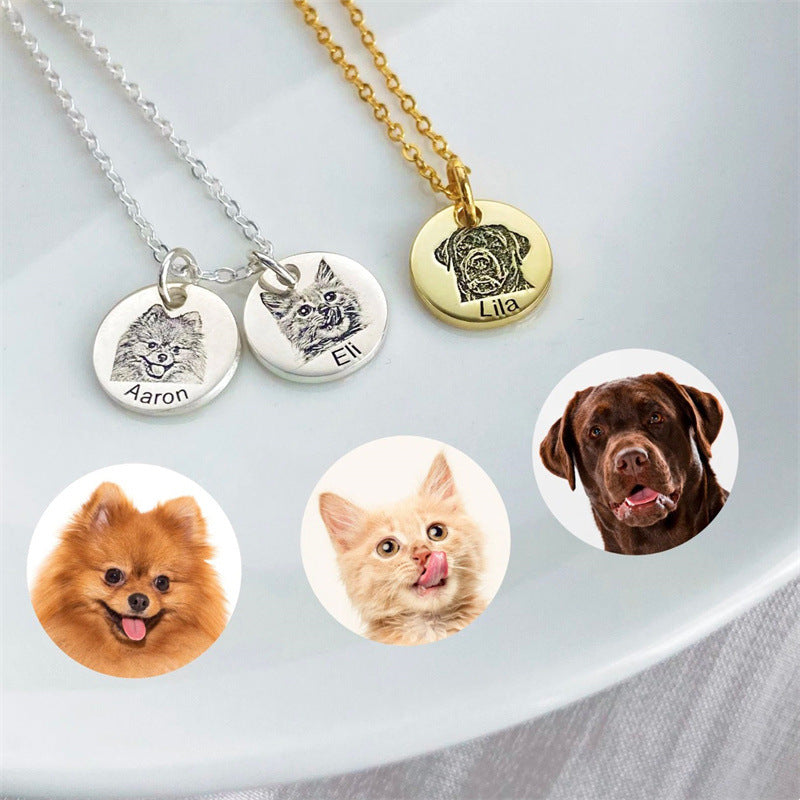 Personalized Pet Photo Disc Pendant Necklace - Custom Engraved Memorial Jewelry for Dogs & Cats - Perfect Gift for Pet Lovers, Anniversary & Special Occasions | XL5117