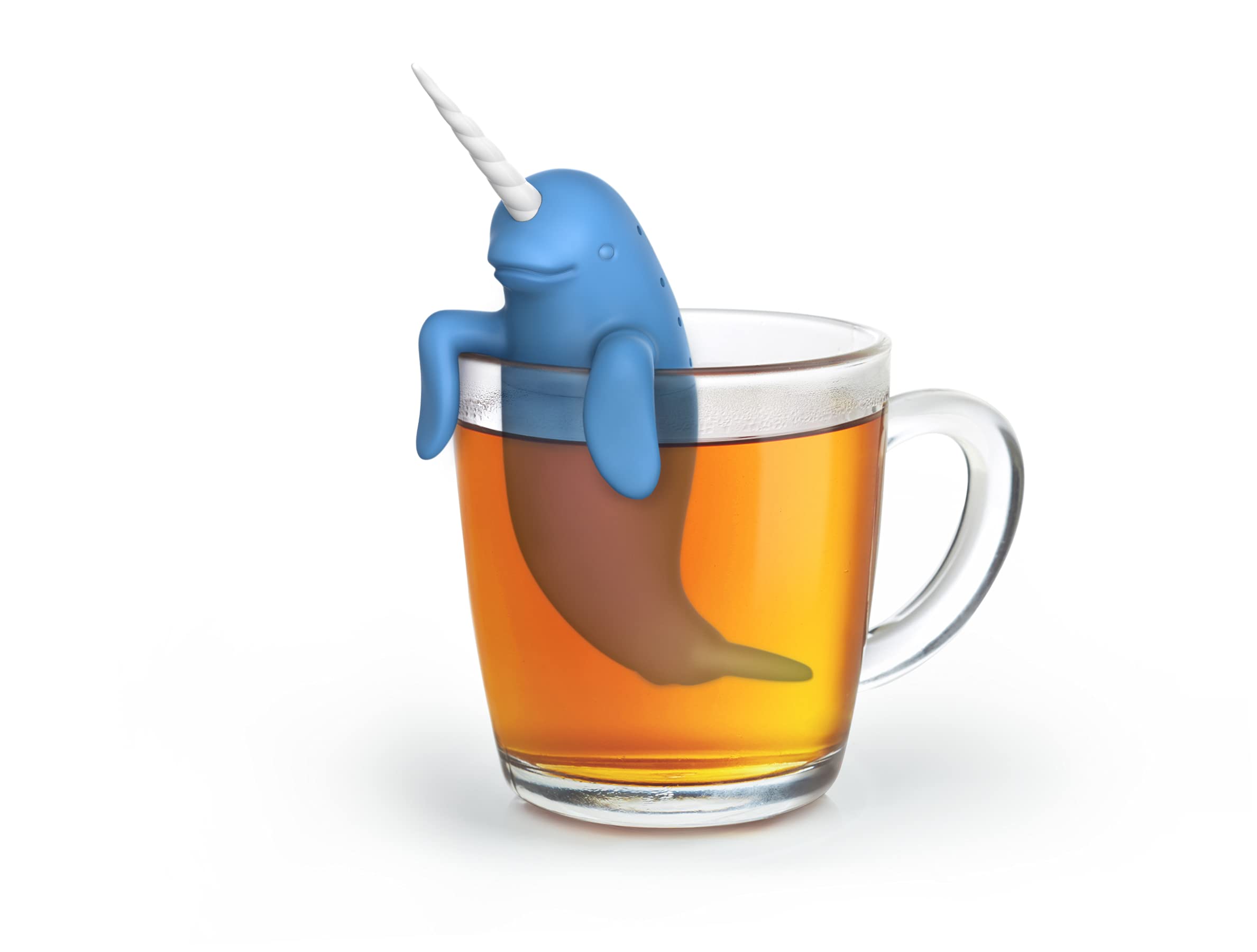 Genuine Fred SPIKED TEA Narwhal Reusable Silicone Tea Infuser in Blue - Fun & Clever Gift for Tea Lovers - Perfect for Loose Leaf Tea Brewing at Home, Office or Travel