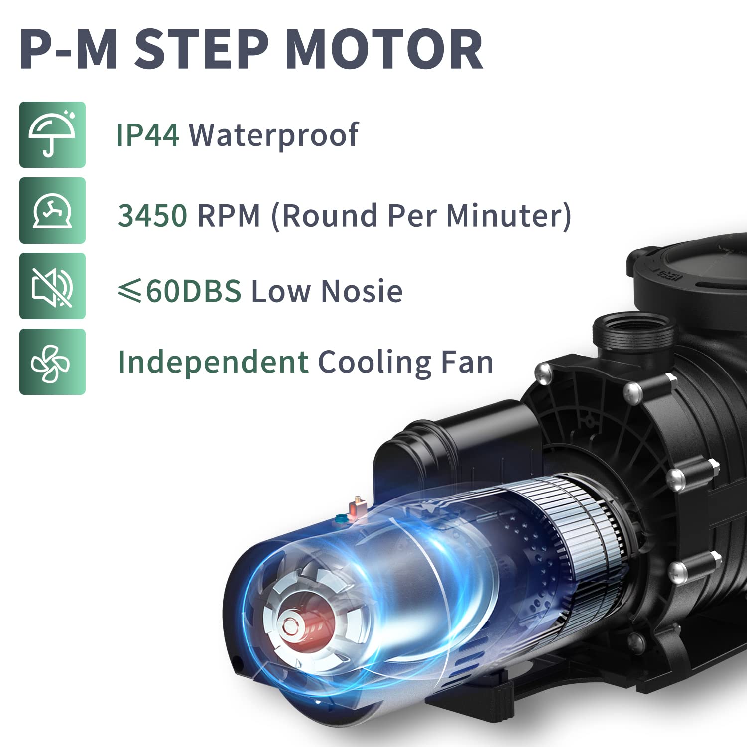 Pipopa 1.5HP 2-Speed Swimming Pool Pump - 4680GPH Flow Rate, 43ft Head Lift for Above Ground & Inground Pools | 230V AC 60Hz | Perfect for Backyard, Residential & Commercial Pool Maintenance