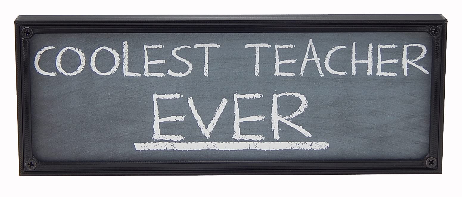 Funny Teacher Appreciation Sign - Free Standing Desktop or Wall Hanging Plaque for Classroom Decor, Teacher's Desk, Office & Home - Coolest Teacher Ever Novelty Gift