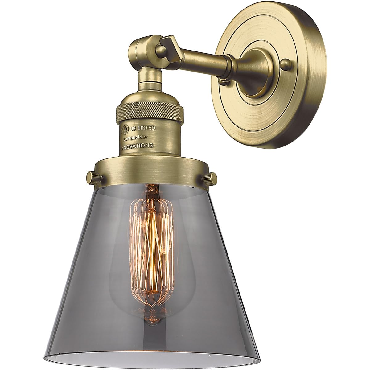 Innovations 201F-AB-G63-LED Semi-Flush Mount Ceiling Light Fixture in Antique Brass Finish - Energy Efficient LED Lighting for Bedroom, Living Room, Dining Room & Hallway